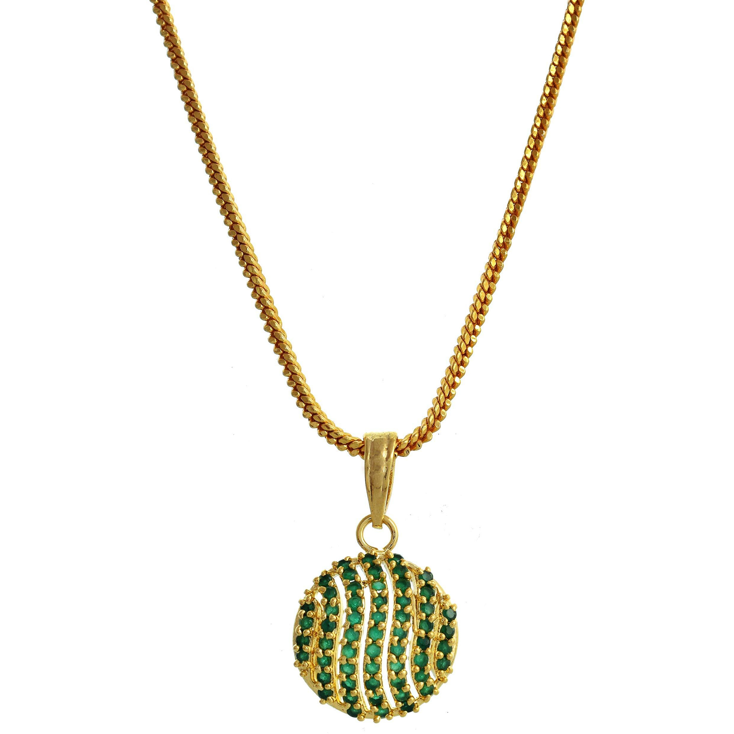Handicraft Kottage  Gold Plated Strand Necklace Set for Women (Green)