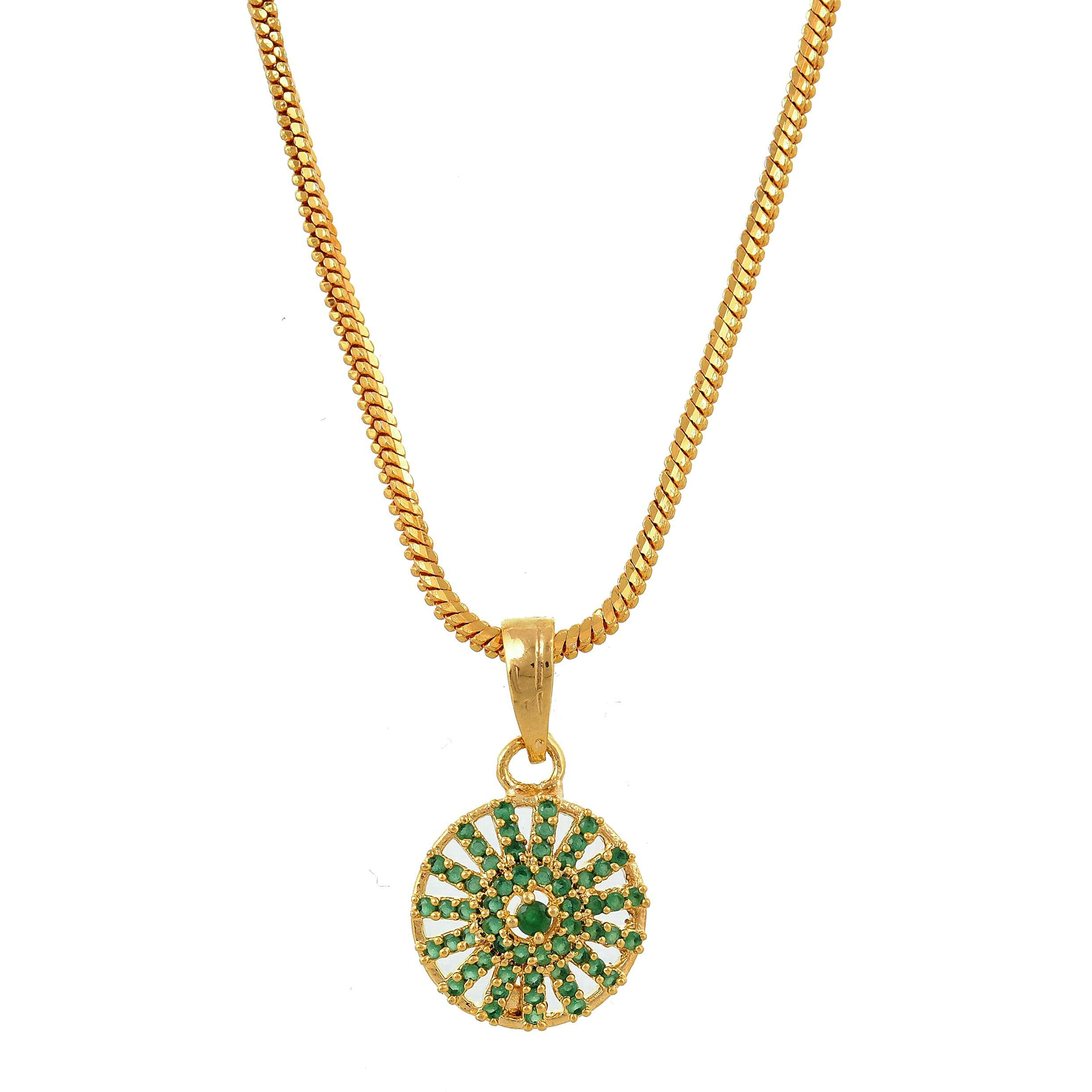 Handicraft Kottage  Gold Plated Strand Necklace Set for Women (Dark Green)