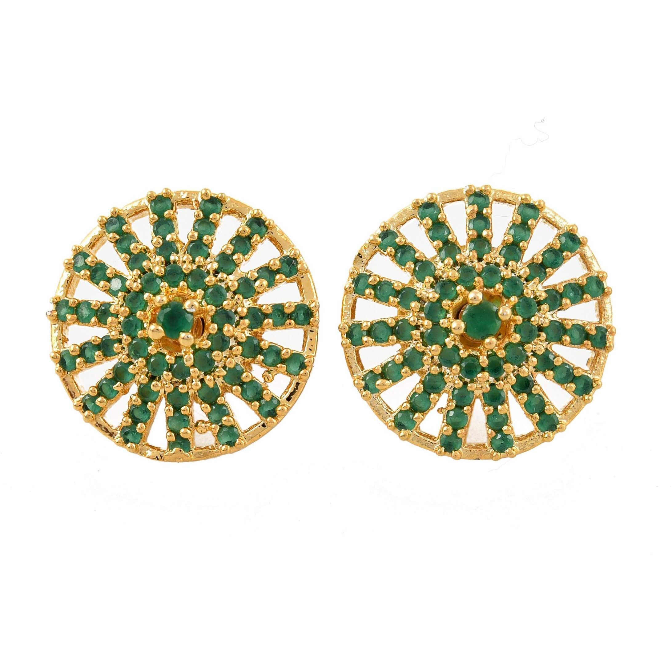 Handicraft Kottage  Gold Plated Strand Necklace Set for Women (Dark Green)