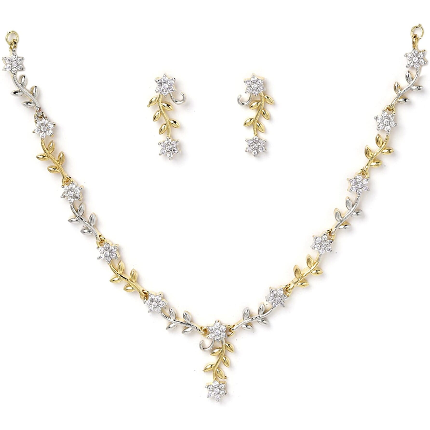 ZENEME Jewellery Set American Diamond Pendent Necklace Set With Earrings Jewellery For Women & Girls