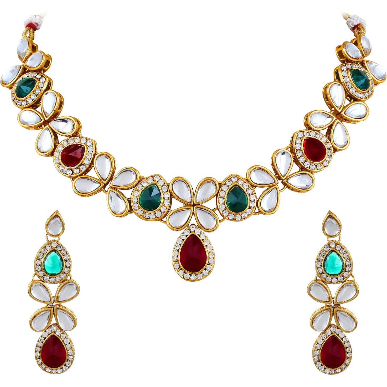 Shining Diva Red Kundan Gold Plated Choker Necklace Set For Women With Maang Tikka(7940s)