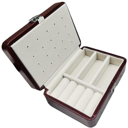 La Trove Leather Jewelry Box for Earring Rings Necklace | Jewellery and Accessory Holder Organizer Case for Women and Girls | Colour - Maroon, 6 x 13 x 20 CM