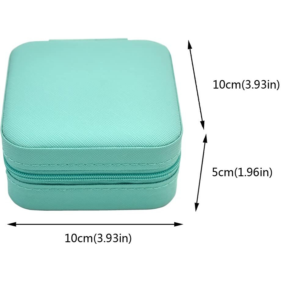Faux Leather Mini Jewelry Travel Case,Small Travel Jewelry Organizer, Portable Jewelry Box Travel Mini Storage Organizer Portable Display Storage Box For Rings Earrings Necklaces Gifts (Blue)