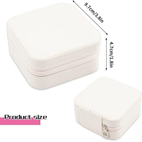 Vitalogy - Jewellery Organisers Storage Box - Travel Case, Portable Jewellery Holder for Rings, Earrings, Necklace, Bracelet, Bangles Organizer, Gifts for Girls & Women (White, Faux Leather)