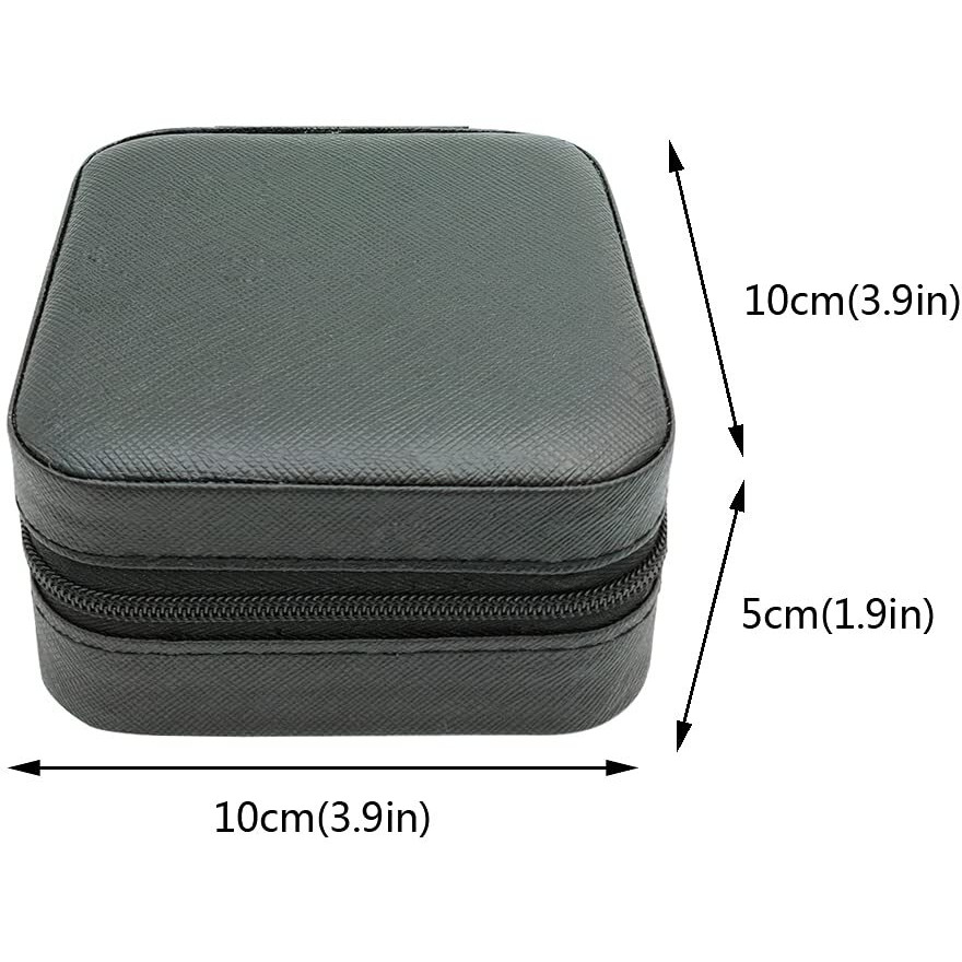 Faux Leather Mini Jewelry Travel Case,Small Travel Jewelry Organizer, Portable Jewelry Box Travel Mini Storage Organizer Portable Display Storage Box For Rings Earrings Necklaces Gifts (Black)