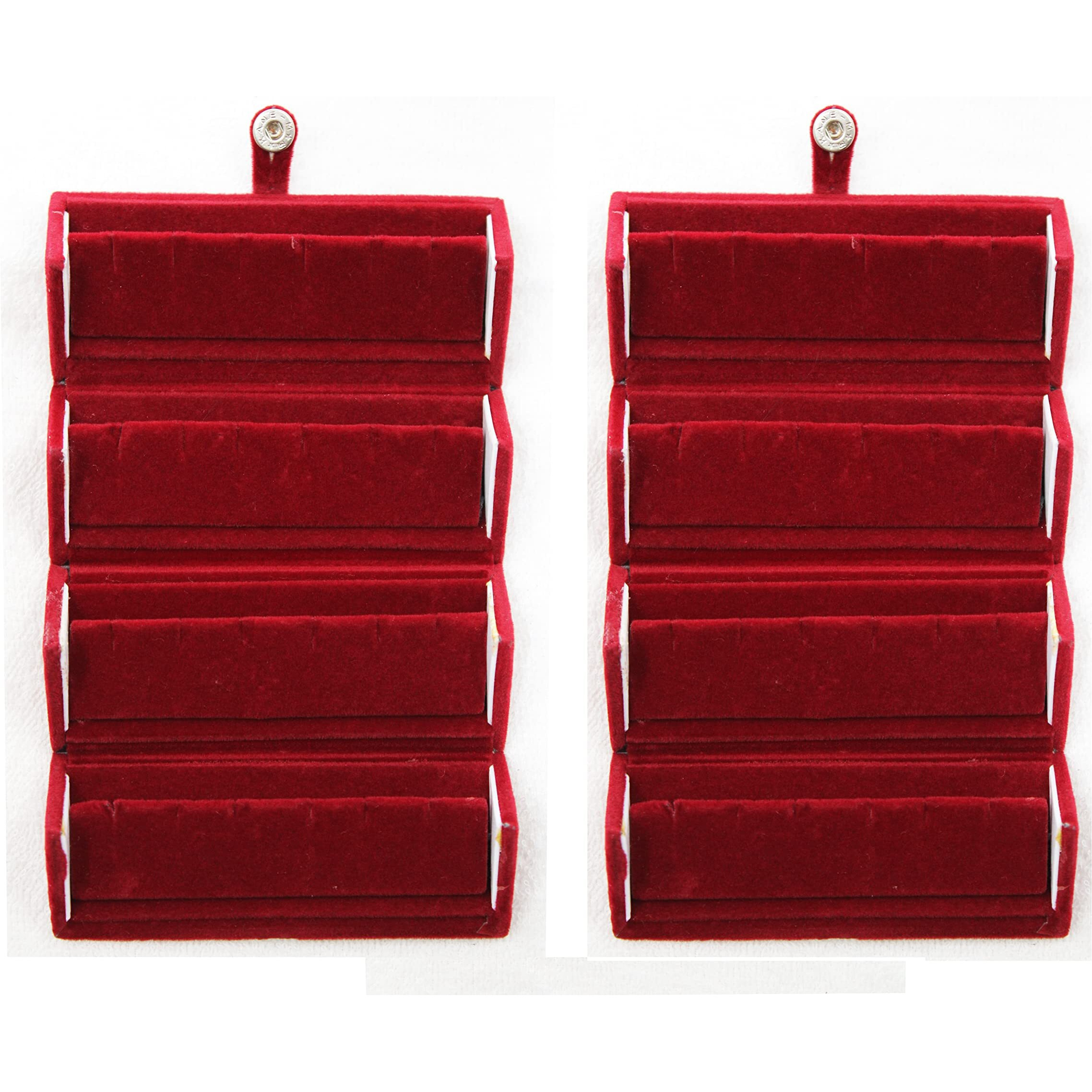 LUCES Maroon Velvet Ring Earring Organizer Make Up Jewellery Travelling Box Wedding Set Vanity Case Pouch For Women Set of 2