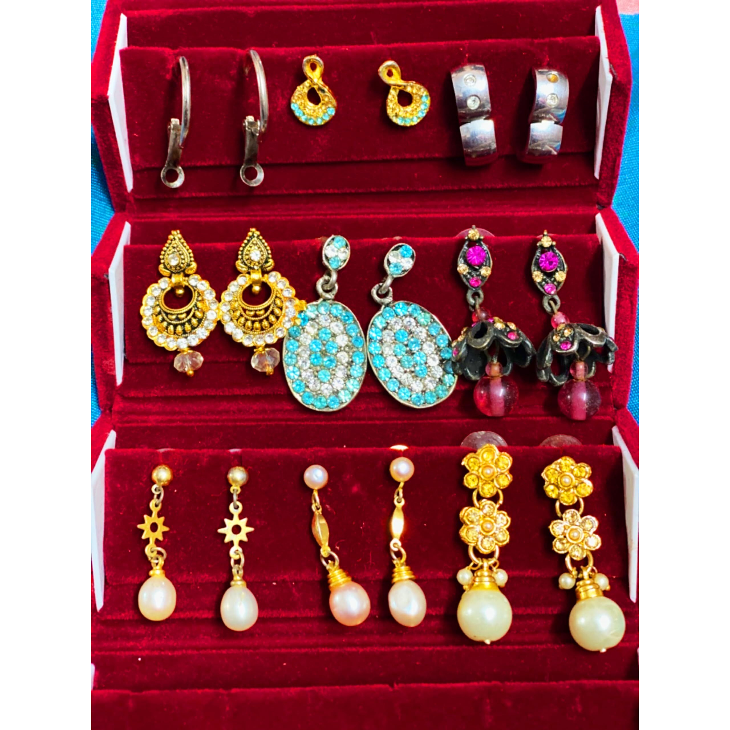 LUCES Maroon Velvet Ring Earring Organizer Make Up Jewellery Travelling Box Wedding Set Vanity Case Pouch For Women Set of 2