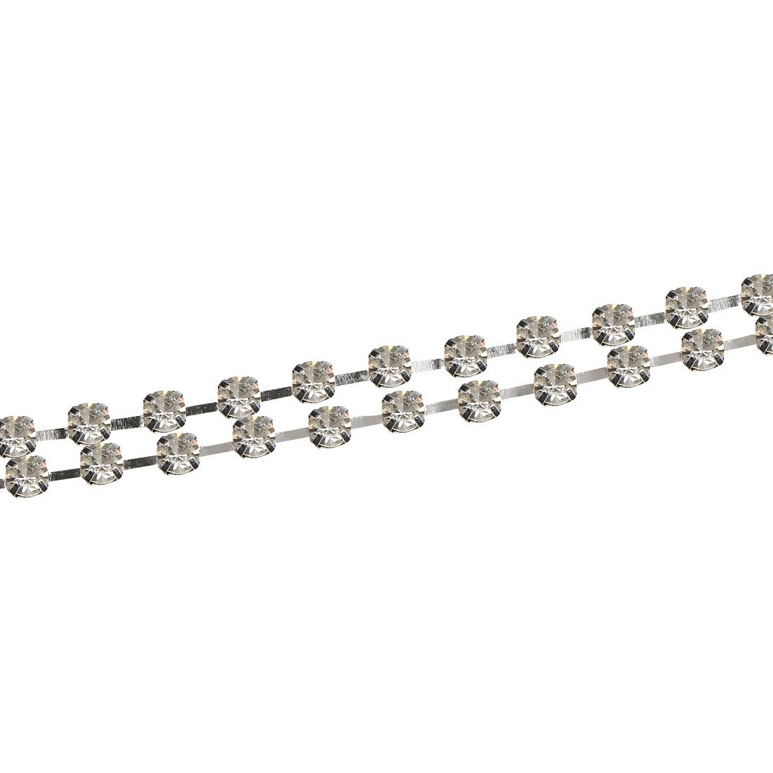 Accessher Silver Plated Dazzling and Sparkling Rhinestones Studded Delicate Two Line Waist Belt/Kamarbandh Secure with S Hook Closure for Women Pack of 1