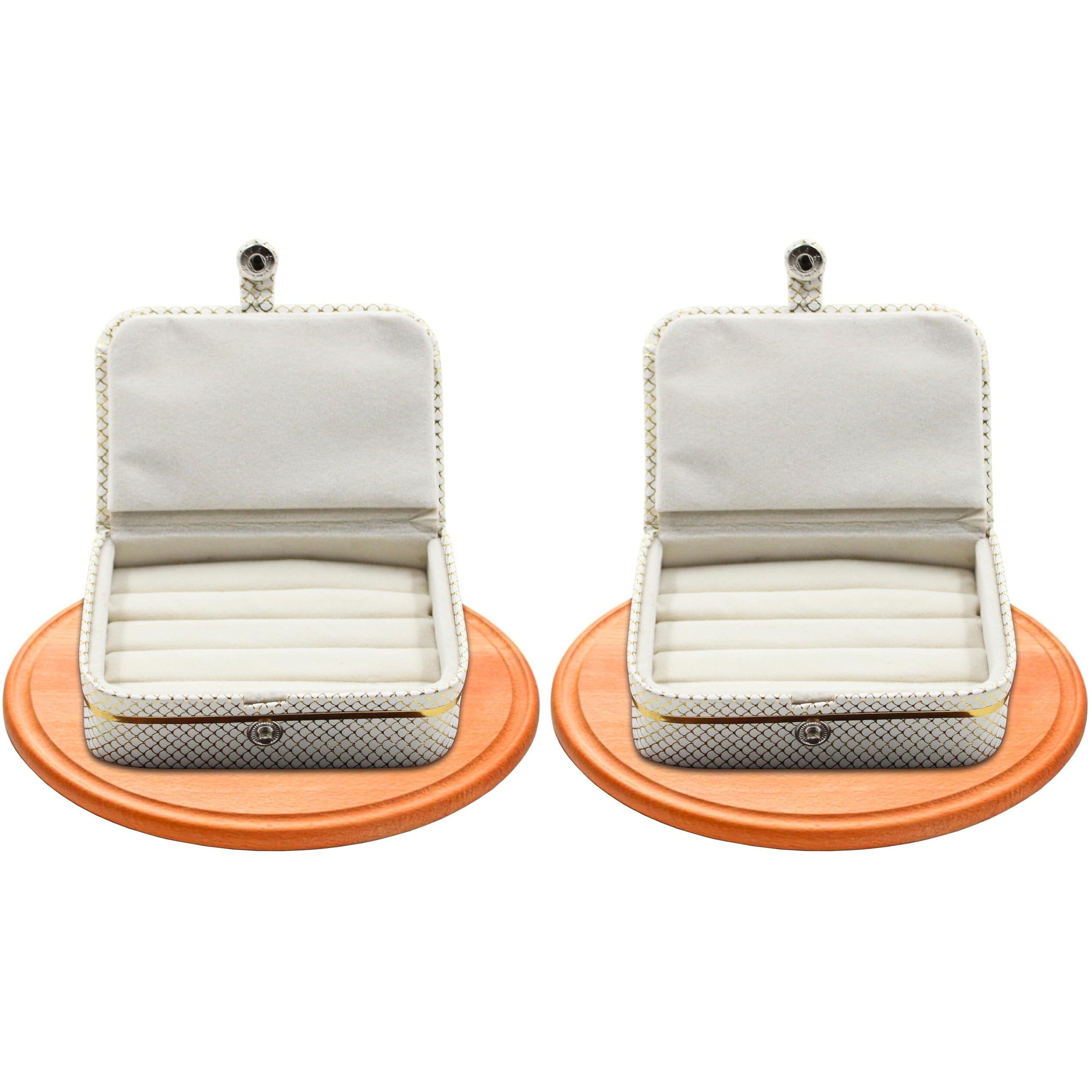 atorakushon Fabric Pack of 2 Multipurpose Cream Ring Box Ring Case Jewellry Pouch Travelling Box Organizer