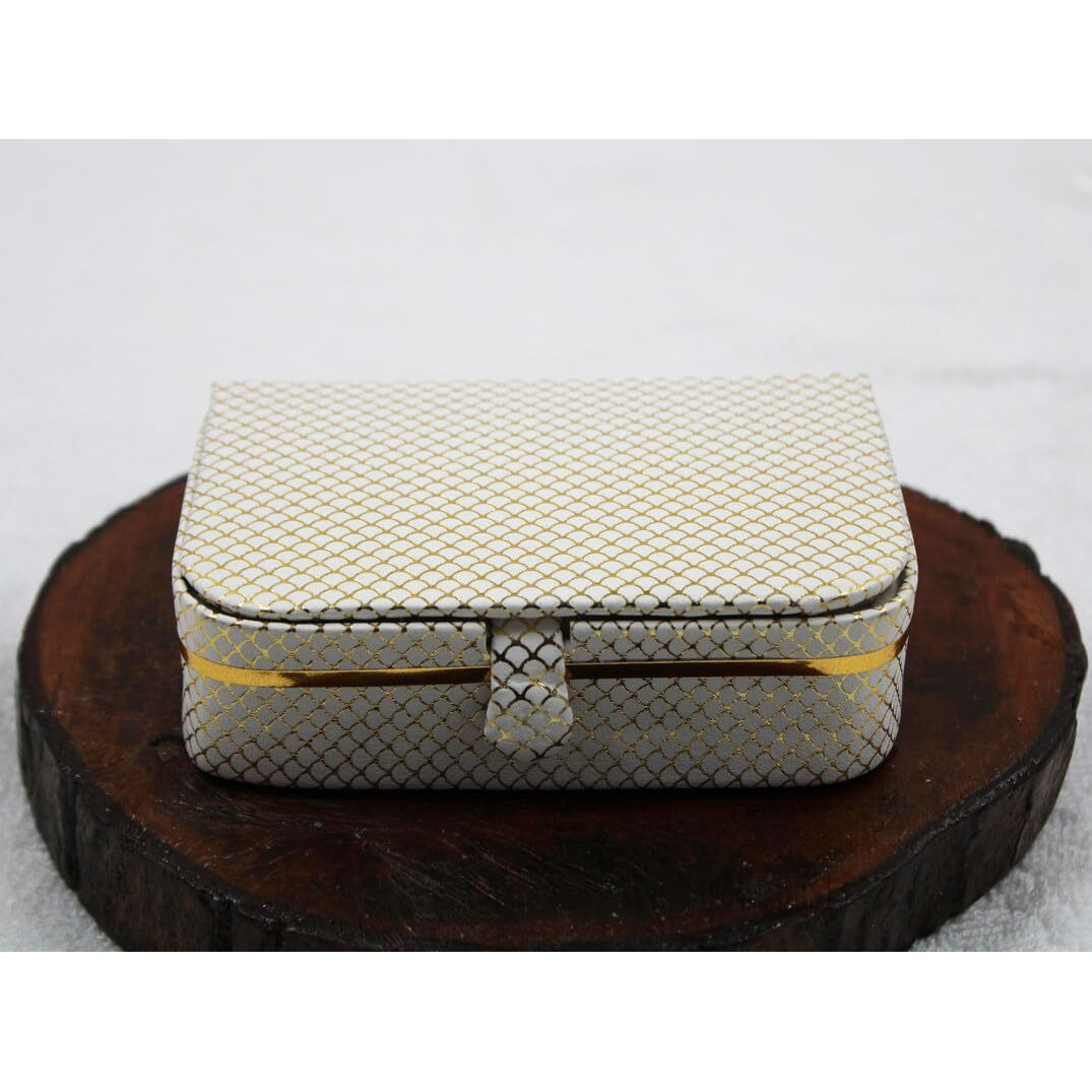atorakushon Fabric Pack of 2 Multipurpose Cream Ring Box Ring Case Jewellry Pouch Travelling Box Organizer