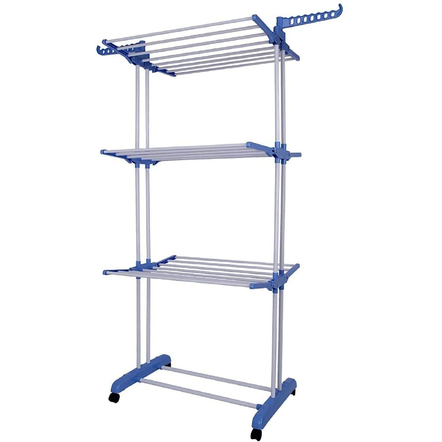 Synergy - Heavy Duty Stainless Steel Double Pole Foldable Cloth Dryer Stands/Clothes Drying Stand with EZEE Cloth Clipper Combo (SY-CS5.3)