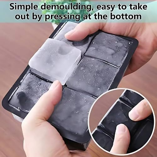 ice trays for freezer by [DAOME] BPA Free 6 Big Ice cube Mold Giant Jumbo Large Food Grade Silicone Ice Cube Square Tray Mold DIY Ice Maker Ice Cube Tray,1 Pcs (Black)
