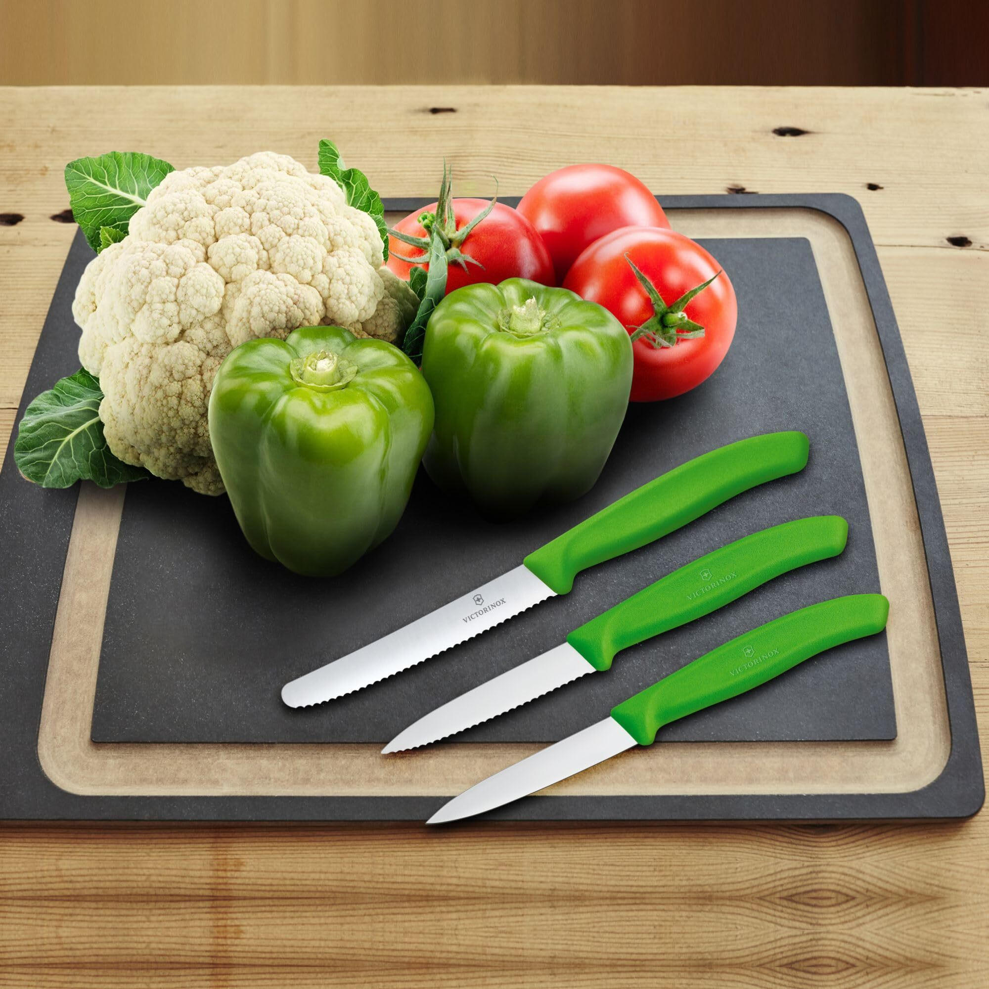 Victorinox Swiss Classic Stainless Steel Paring Knife Set, Set of 3, Green