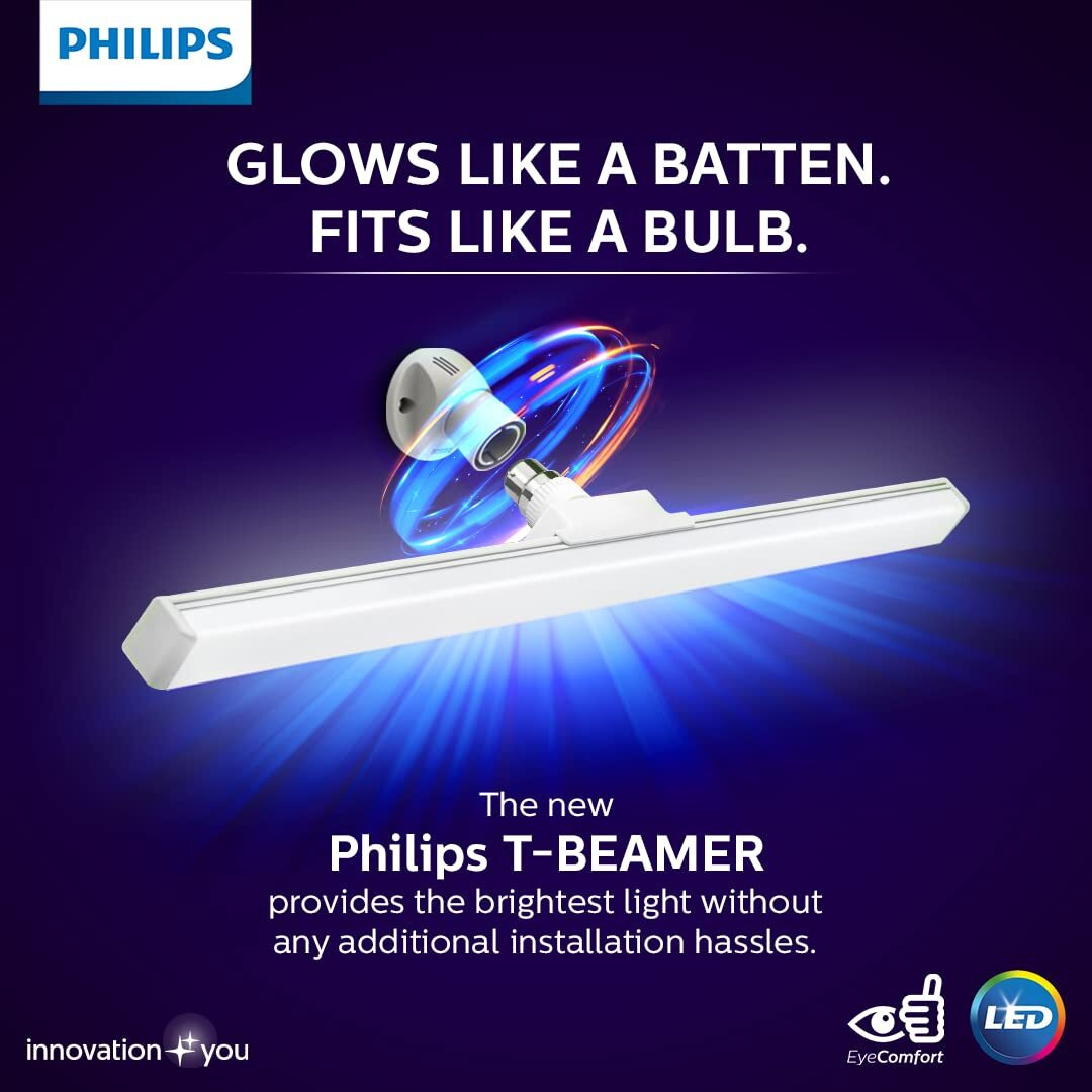 Philips Compact 2ft 20-watt LED T-Beamer | Stellar Bright B22 LED Bulb for Home | Cool Day Light, Pack of 1