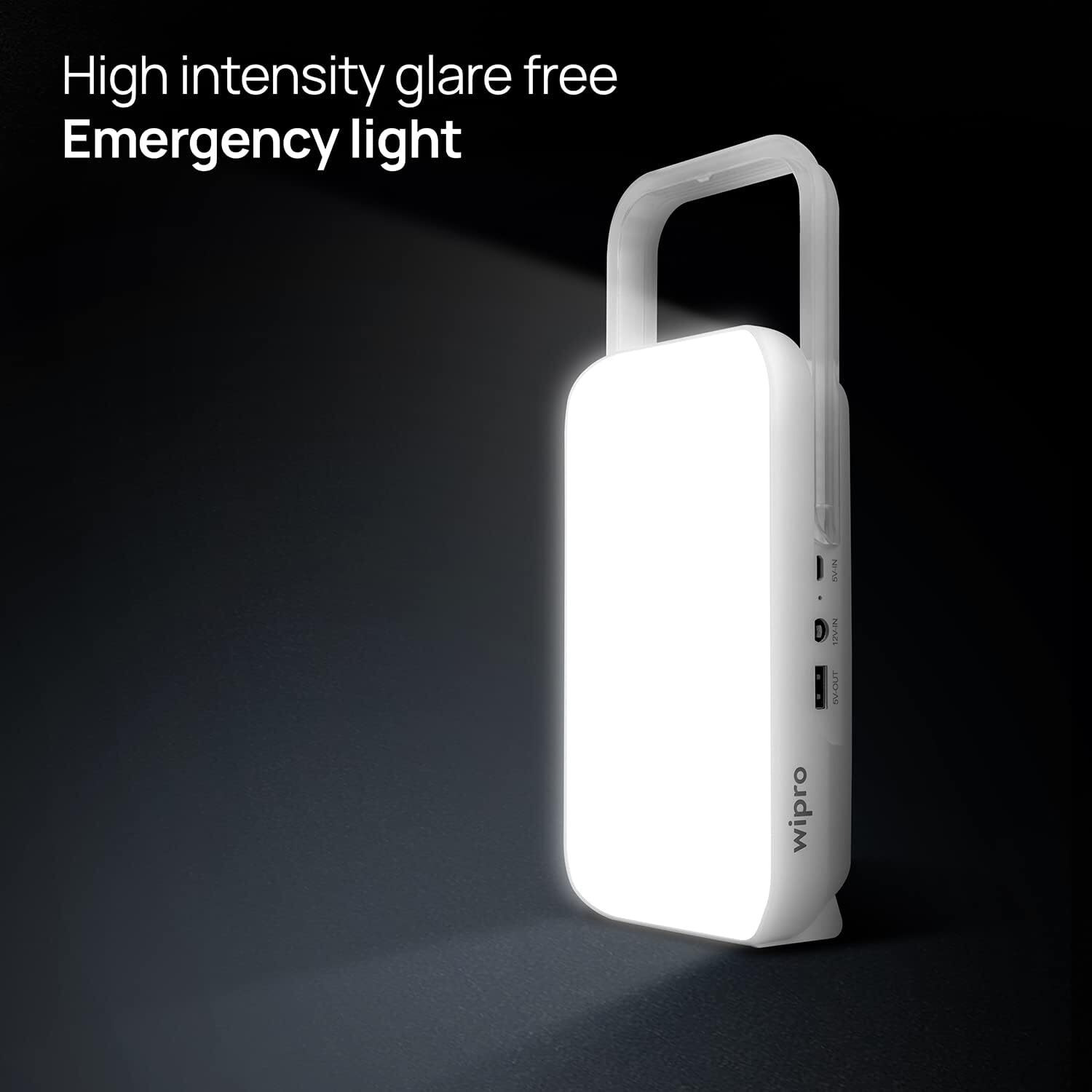 Wipro Safari Emergency Rechargeable LED Lantern with 7200 mAH Battery | Brightness Control Feature | in- Built Mobile Charging Point | Pack of 2