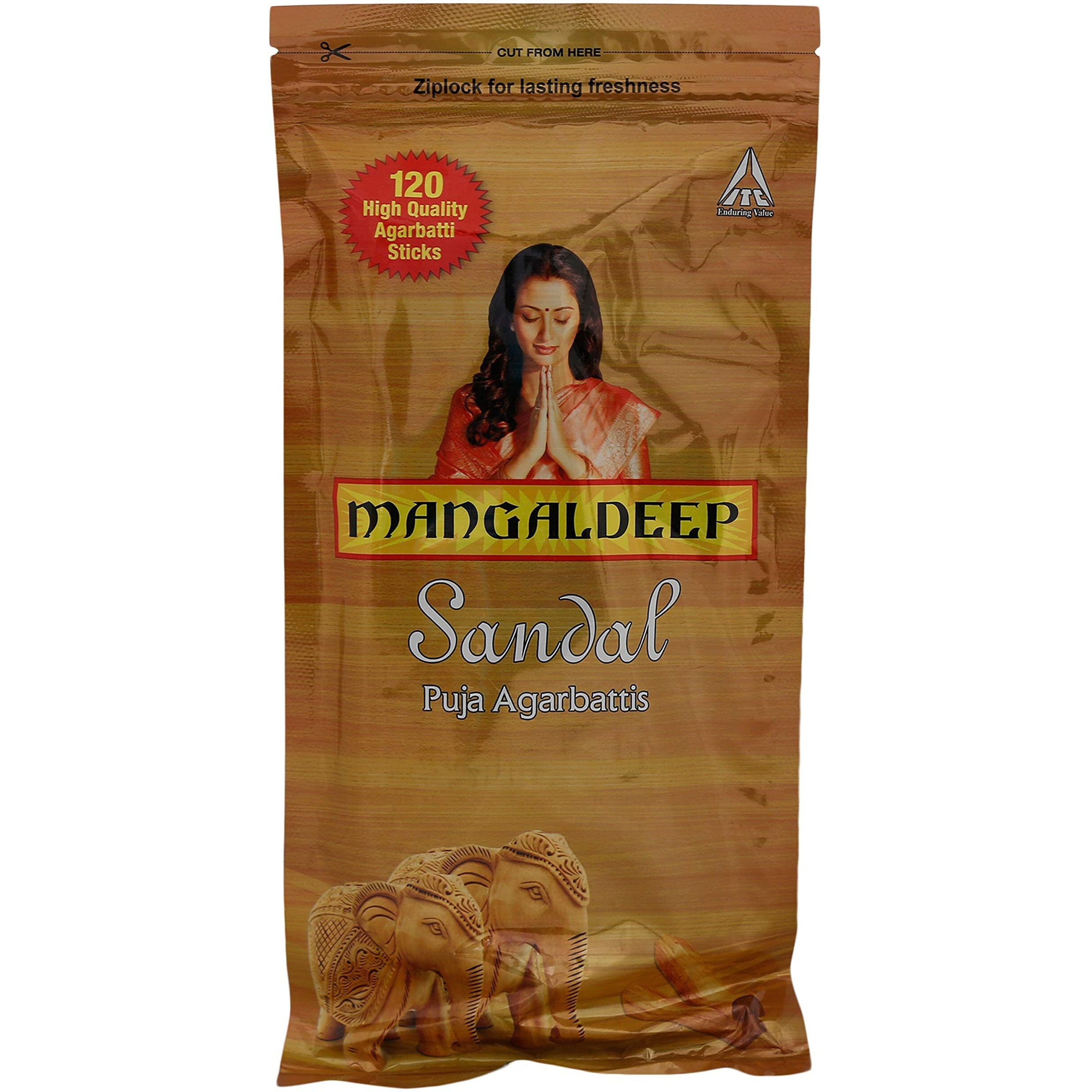 Mangaldeep Puja Agarbatti, Sandal, 60 Sticks (Pack of 2)