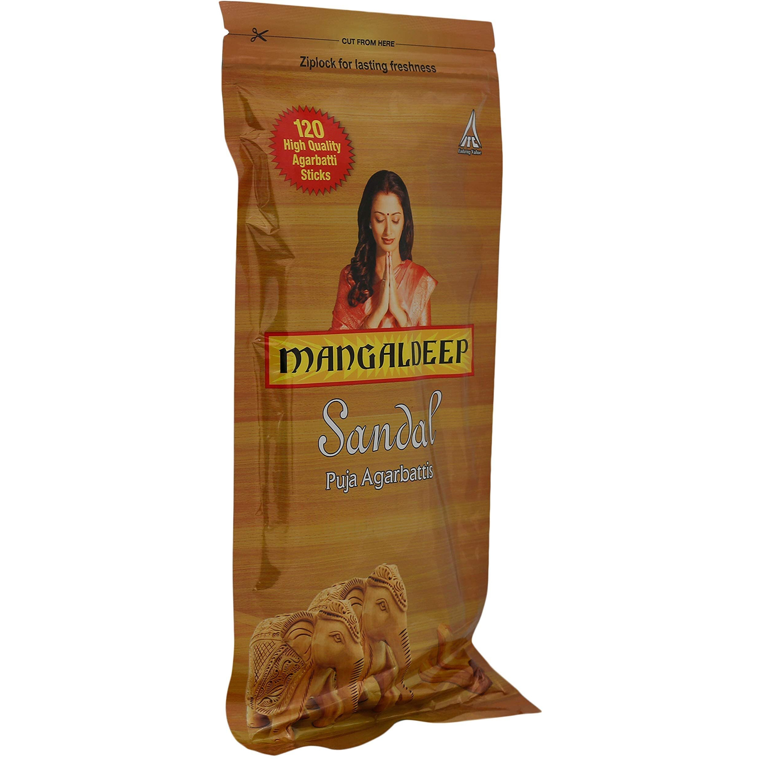 Mangaldeep Puja Agarbatti, Sandal, 60 Sticks (Pack of 2)