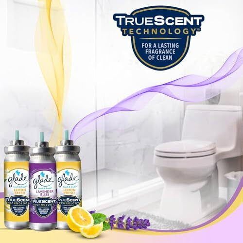 Glade Touch & Fresh Aerosol Air Freshener for Bathroom | 12ml Refill (Pack of 3) | Lasts up to 100 Sprays,Lavender | Lasting Fragrance with One Touch