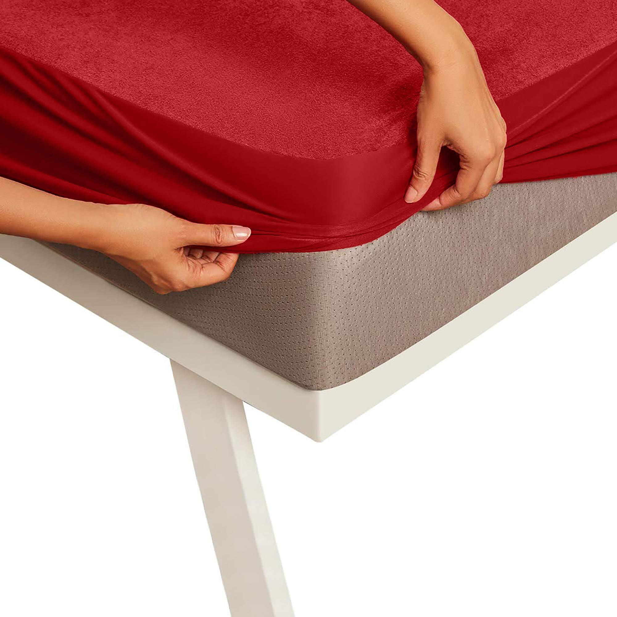 Mattress Protector Bed Protector Mattress Waterproof Topper for King Size Bed 72 X 84 Skirting 2-10 inch Maroon
