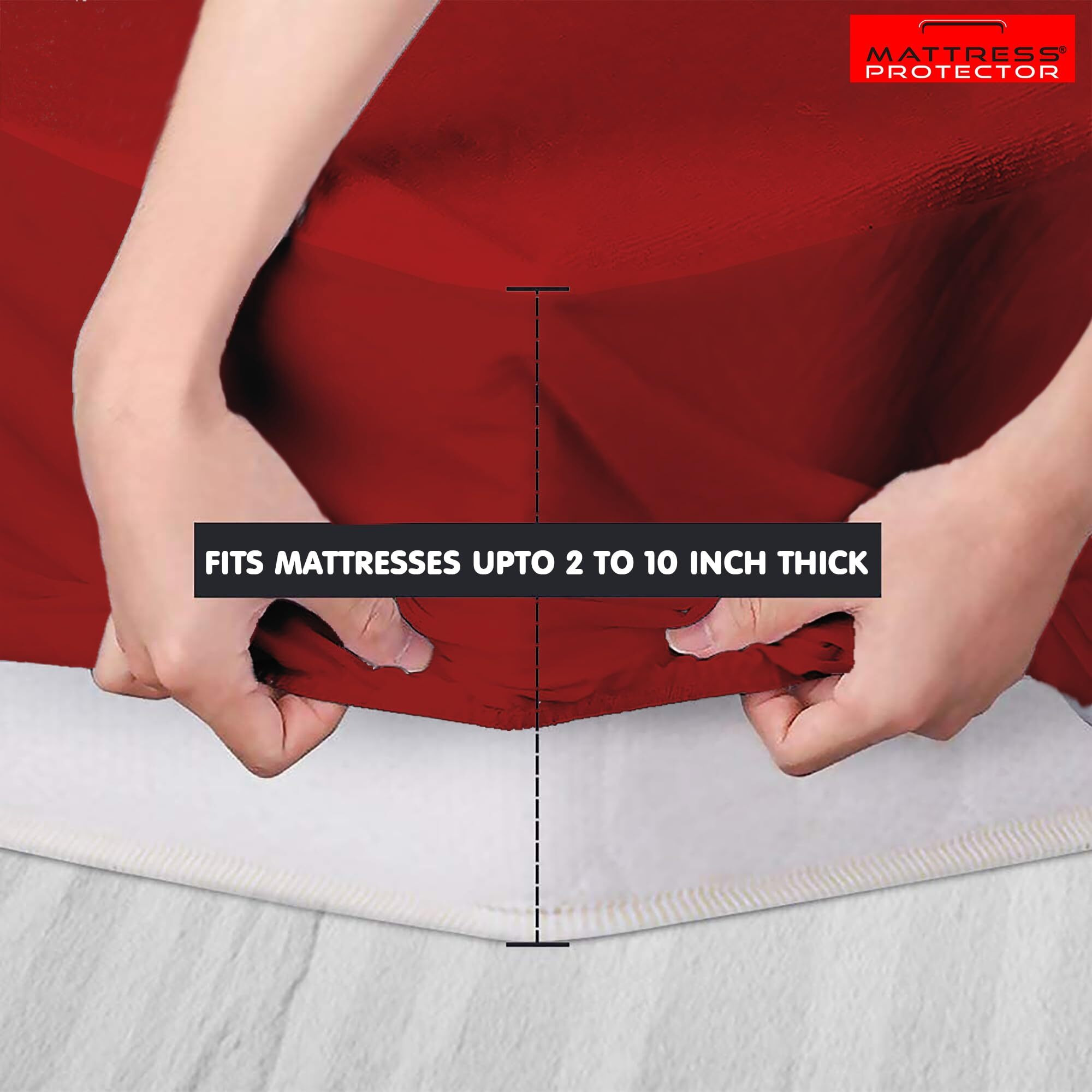 Mattress Protector Waterproof Mattress Protector Cover for Queen Size Bed Protector 78 X 60 Skirting 2-10 Inch Maroon