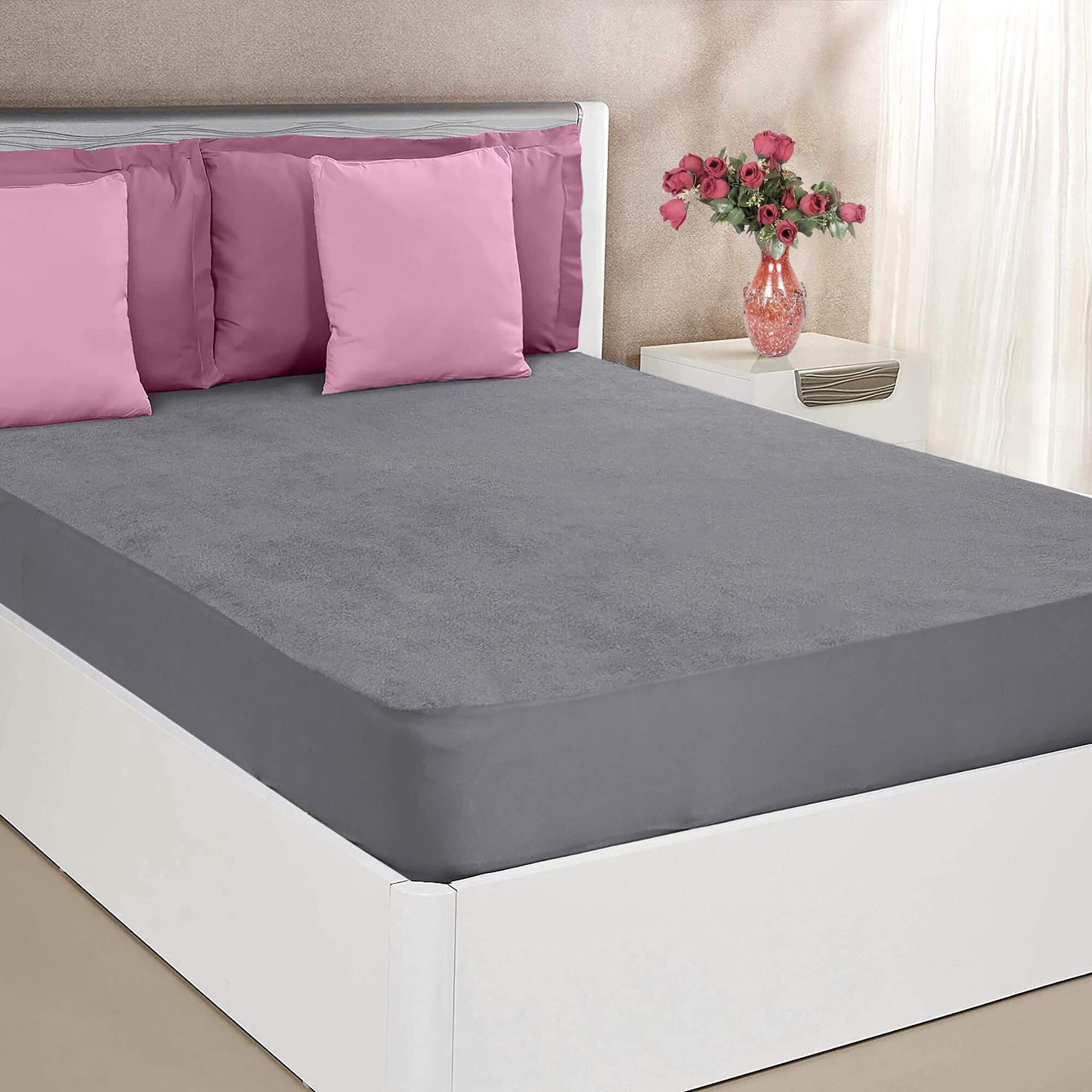 Mattress Protector Feel Terry Ultra Soft Waterproof Mattress Protector | Breathable - Hypoallergenic Mattresses Cover 78 x 72 - King, Grey