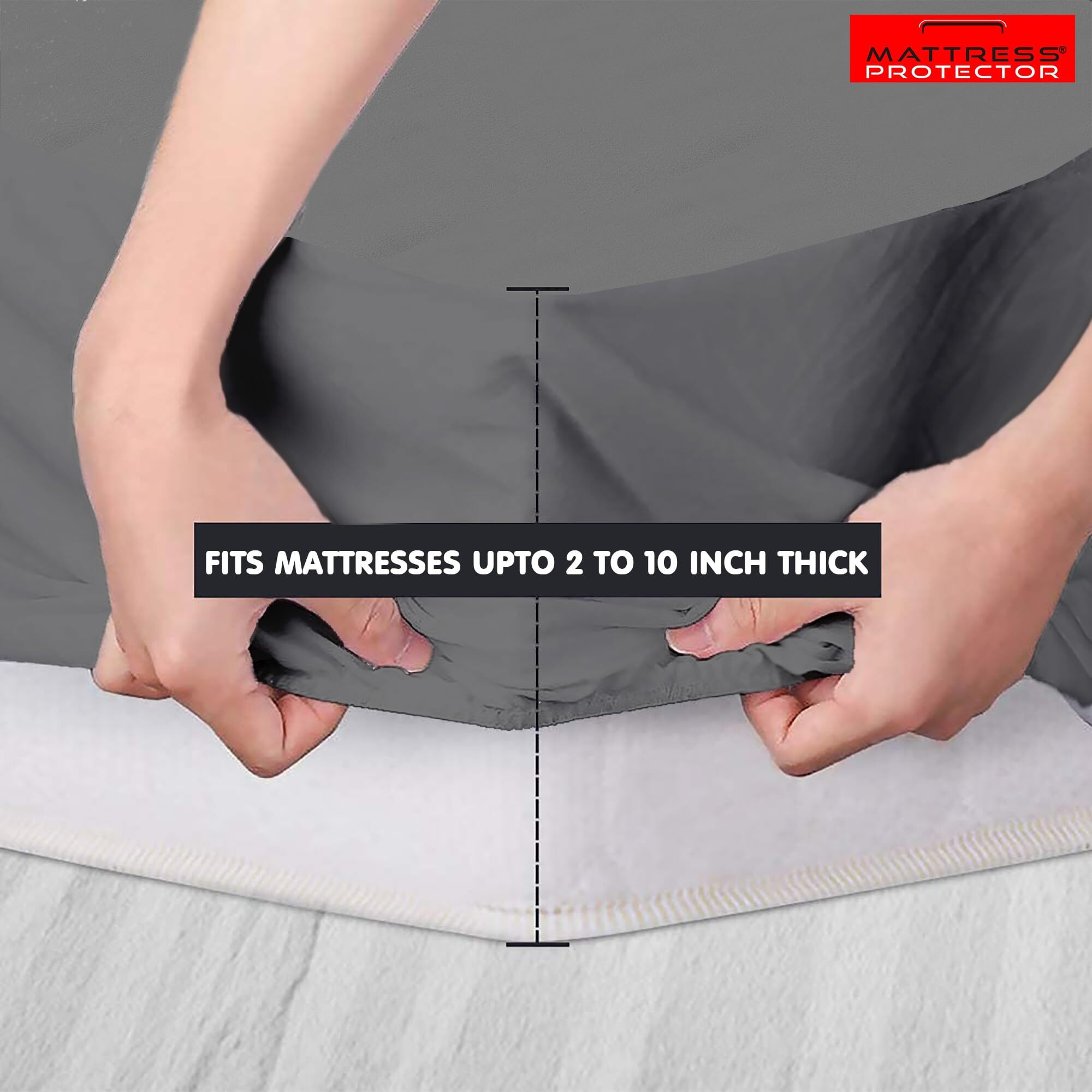 Mattress Protector Bed Cover Grey King Size 72 x 84 Inch Skirting 2-10 Inch, Cotton