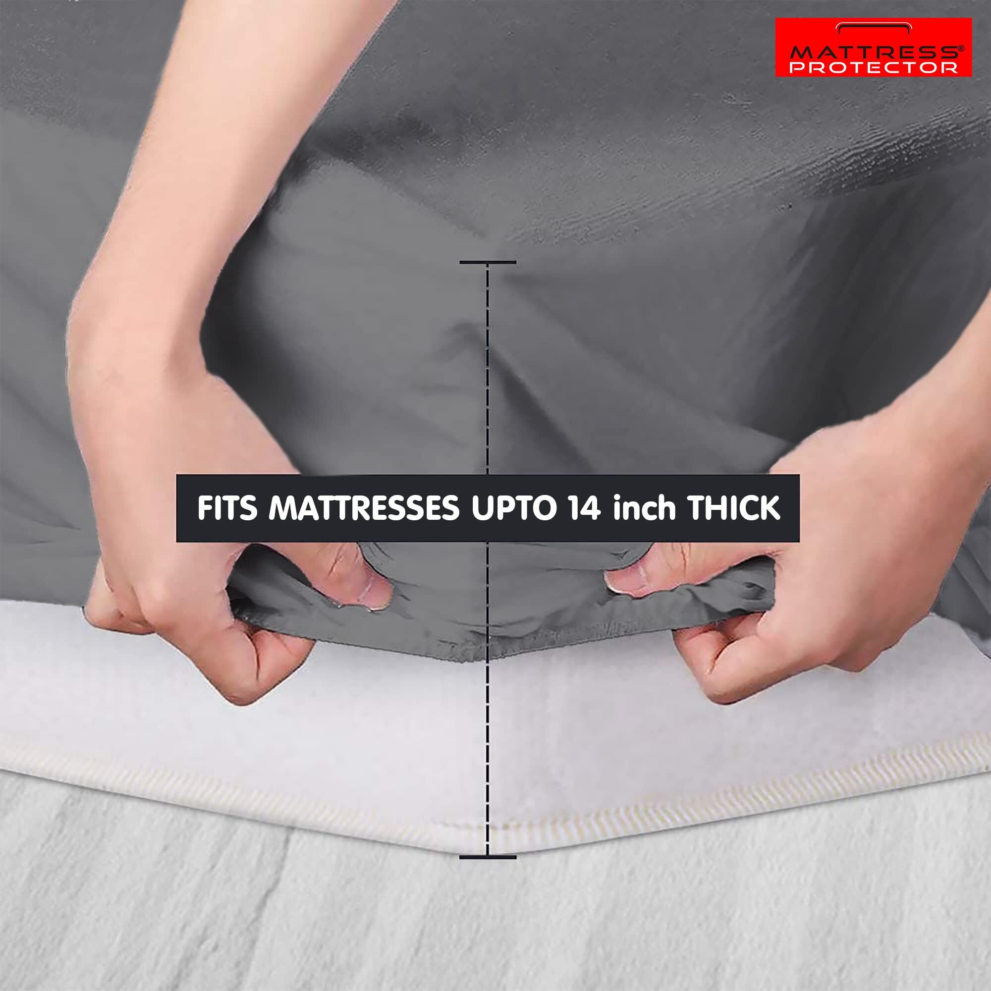 Mattress Protector Waterproof Mattress Cover/Mattress Cover Queen Size Grey 75 x 60 Inch Skirting 2-10 inch I