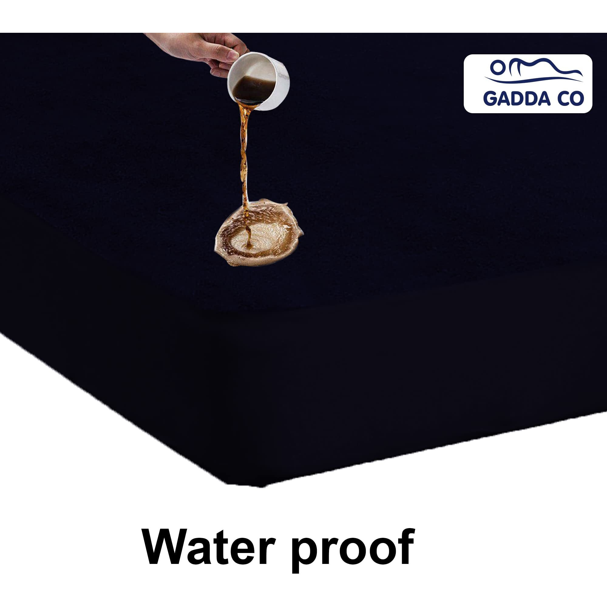 GADDA CO Cotton Feel Terry Soft Waterproof Mattress Protector - 78 * 72 - Double Size - Dark Blue