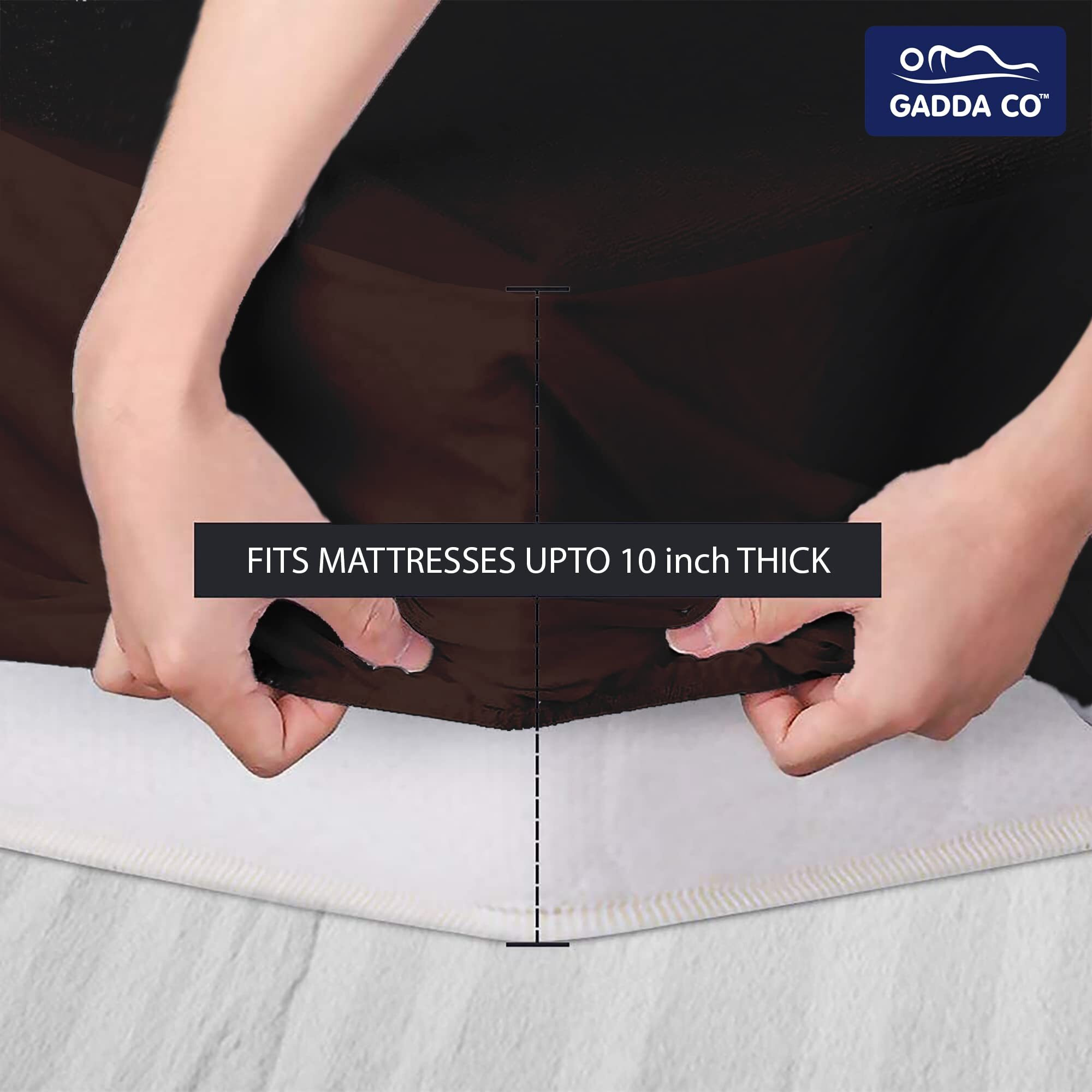 GADDA CO Waterproof Terry Cotton Elastic Fitted Mattress Protector - 75 * 48 - Twin/Single Bed - Coffee