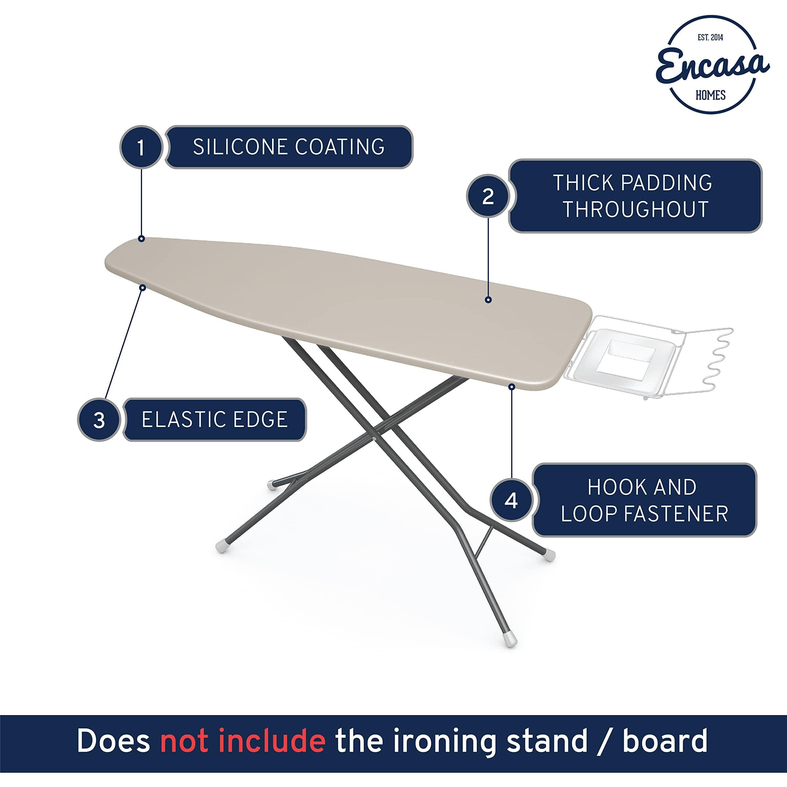 Encasa Homes Ironing Board Cover with 4mm Extra Thick Felt Pad for Steam Press - Triangle - (Fits Standard Medium Boards of 112 x 34 cm) Elastic Fitting, Heat Reflective, Protective