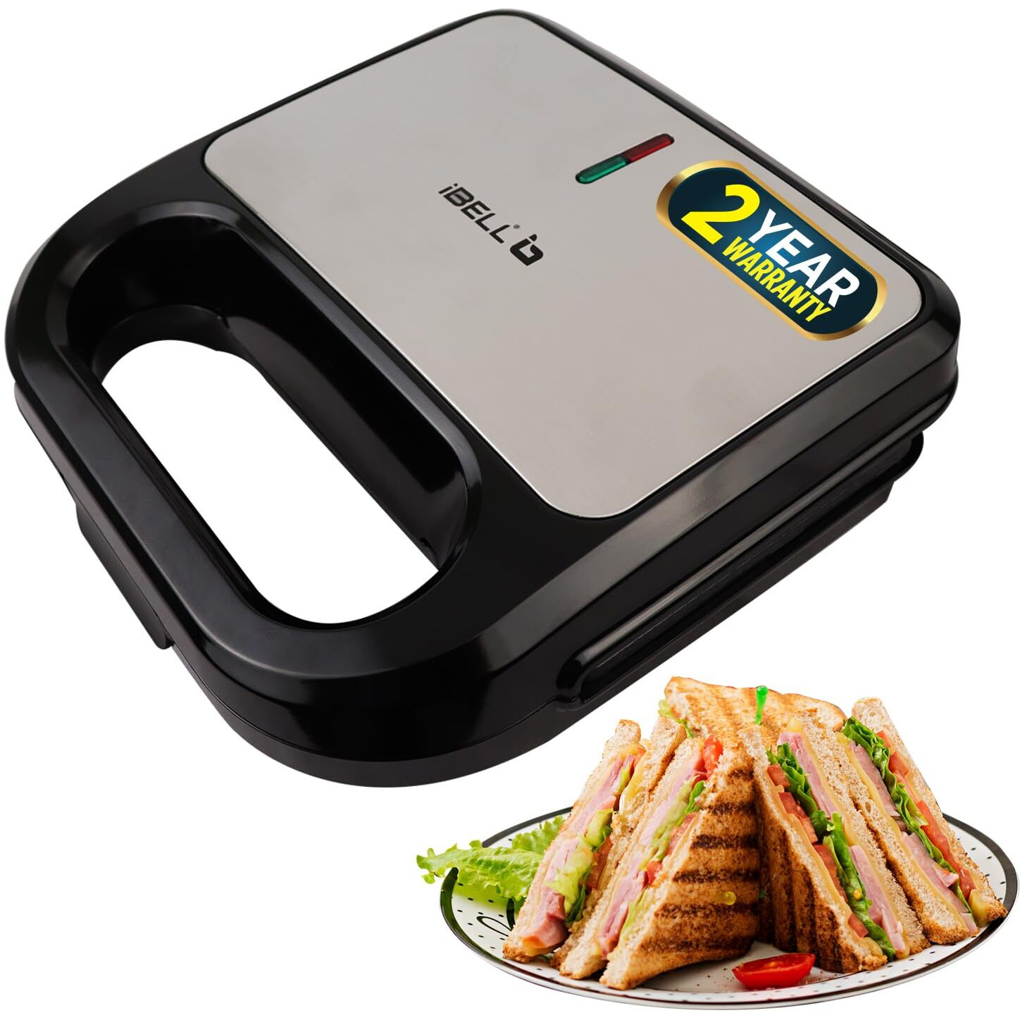 iBELL SM440 Sandwich Maker, Grill & Toast, Electric, Nonstick, 850 Watt (Black)