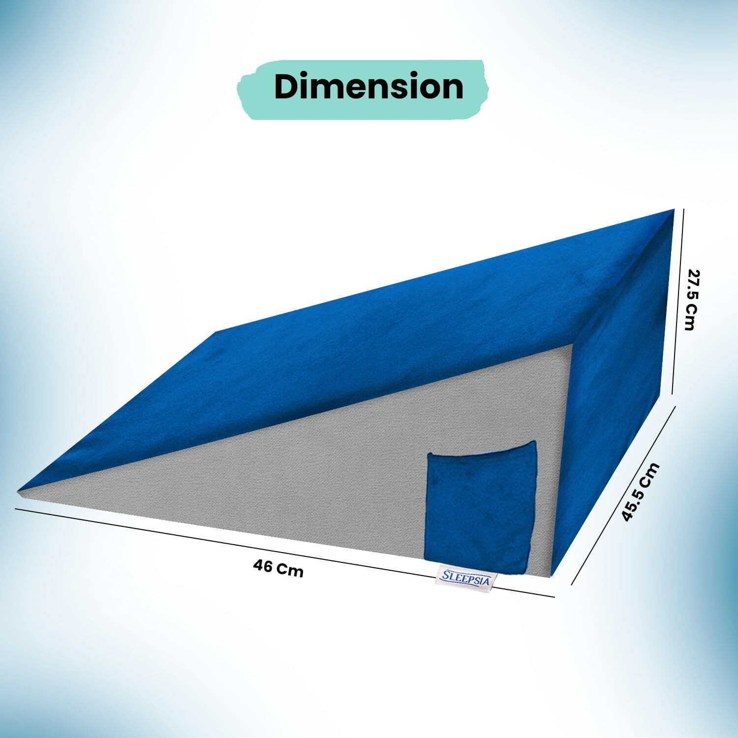 Sleepsia Orthopedic Memory Foam Bed Wedge Incline Pillow for Neck & Back Pain Support - Sleeping, Acid Reflux, Heartburn, GERD, Reading, Post-Surgical, Leg Elevation (Blue/Grey, Memory Foam)
