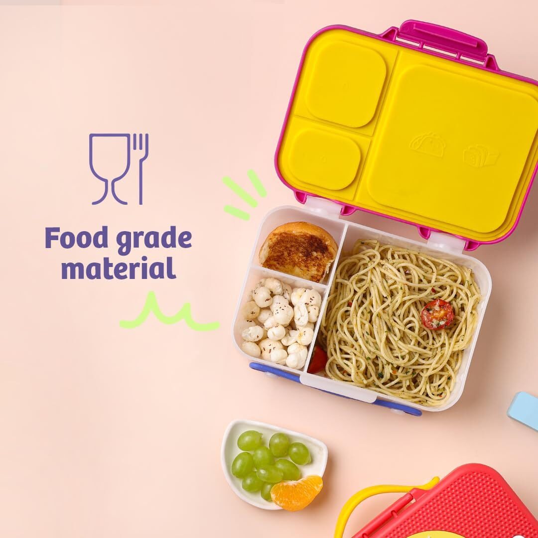 rabitat Munchbee 3-Sectional Lunchbox for Kids - Leakproof Dividers, BPA-Free Material, Easy to Open for School
