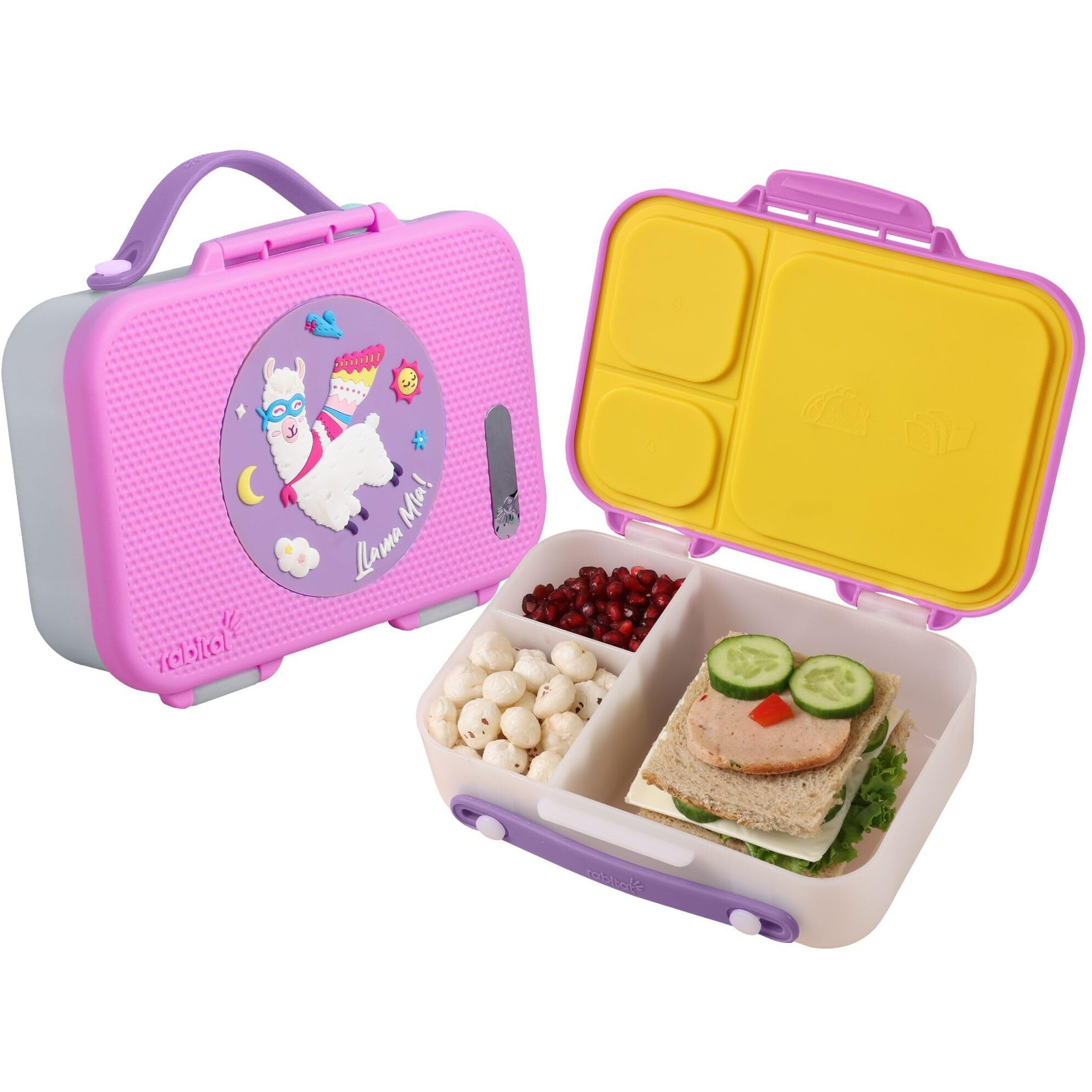 rabitat Munchbee 3-Sectional Lunchbox for Kids - Leakproof Dividers, BPA-Free Material, Easy to Open for School