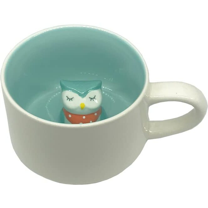 NOSCOMP 3D Animal Cup Coffee Mug Comes With A Cute Inside Creative Morning Mug Animal Cup For Hot And Cold Tea Milk Coffee Perfect For Kids Decorations Best Office Cup (Owl) (Ceramic), 400 ML