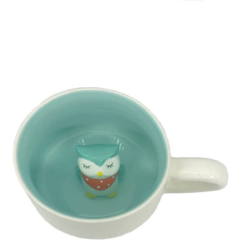 NOSCOMP 3D Animal Cup Coffee Mug Comes With A Cute Inside Creative Morning Mug Animal Cup For Hot And Cold Tea Milk Coffee Perfect For Kids Decorations Best Office Cup (Owl) (Ceramic), 400 ML