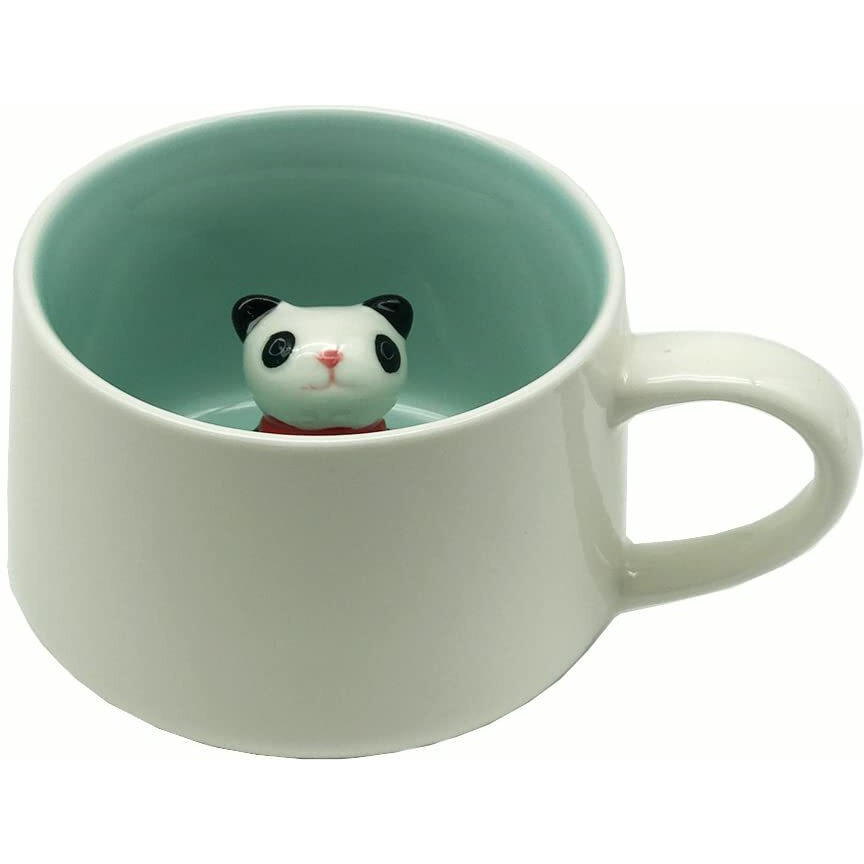 NOSCOMP 3D Animal Cup Coffee Mug Comes With A Cute Inside Creative Morning Mug Animal Cup For Hot And Cold Tea Milk Coffee Perfect For Kids Decorations Best Office Cup(Panda)(Ceramic),400 ML