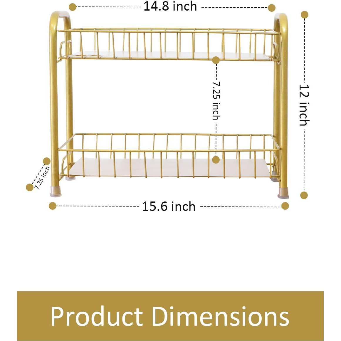 Lyrovo Countertop Organizer Organization, 2 Tier Moveable Corner Shelf for Kitchen, Bathroom, Spice Rack, Coffee Area, Over Sink, Dresser Table