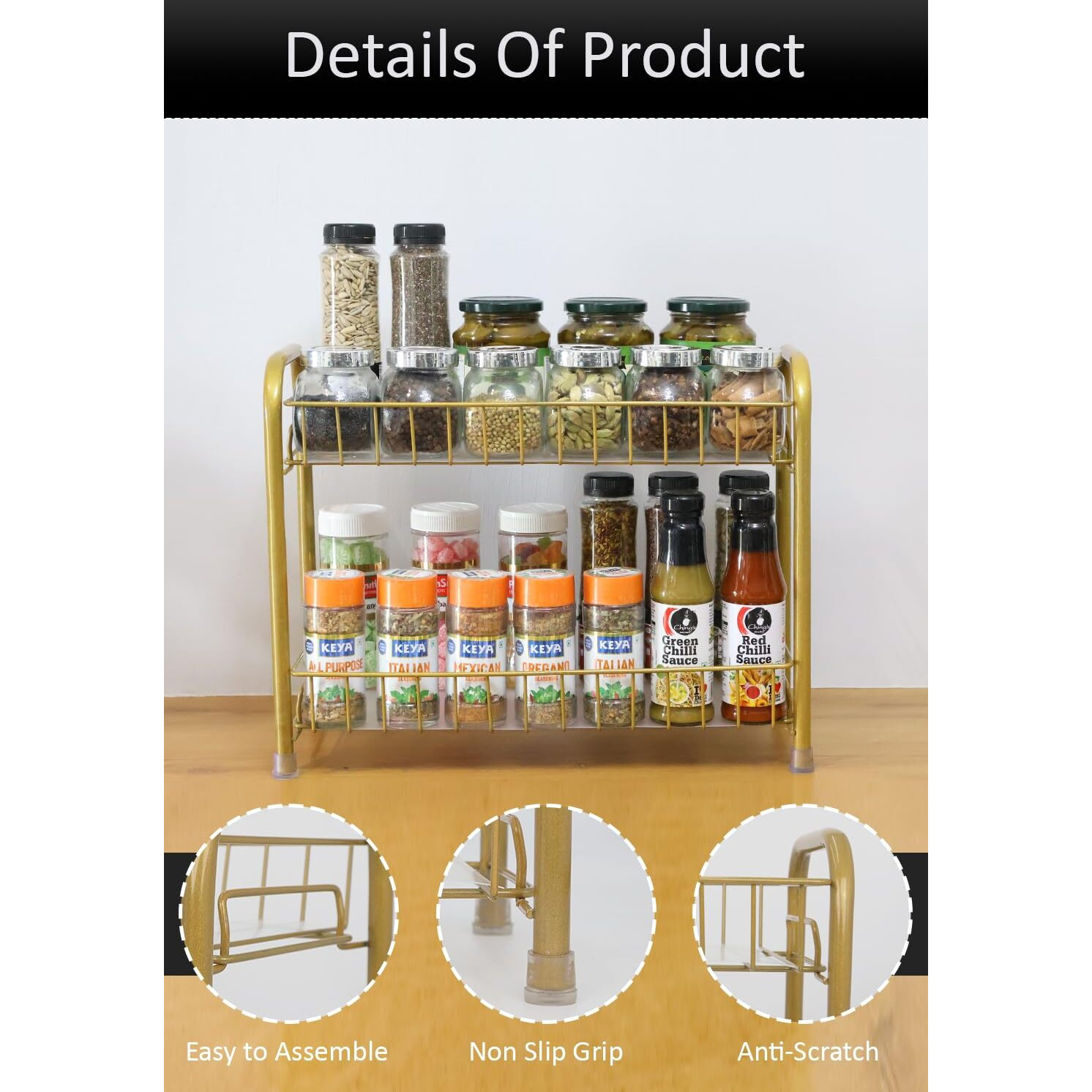 Lyrovo Countertop Organizer Organization, 2 Tier Moveable Corner Shelf for Kitchen, Bathroom, Spice Rack, Coffee Area, Over Sink, Dresser Table