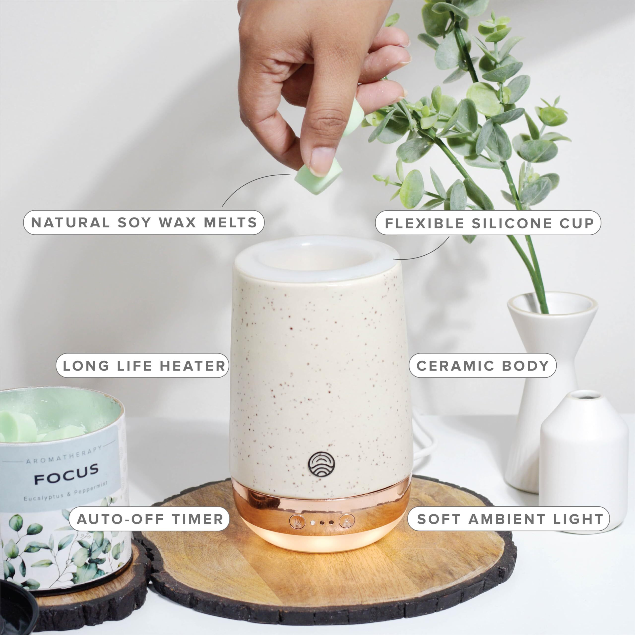 GOODMELTS Ceramic, Abs Plastic, Silicone, Soy Wax Matt Pink Wax Melting Starter Kit Versatile Aroma Diffuser - Includes 1 Wax Warmer & 3 Scented Soy Wax Melts 80 Gram | 240+ Hours Scent Time