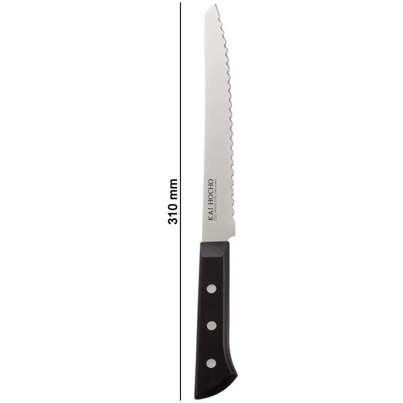 Kai Hocho Premium Bread Kitchen Knife for Slicing Cakes, Bread and Pastries (Stainless Steel, Black & Silver)