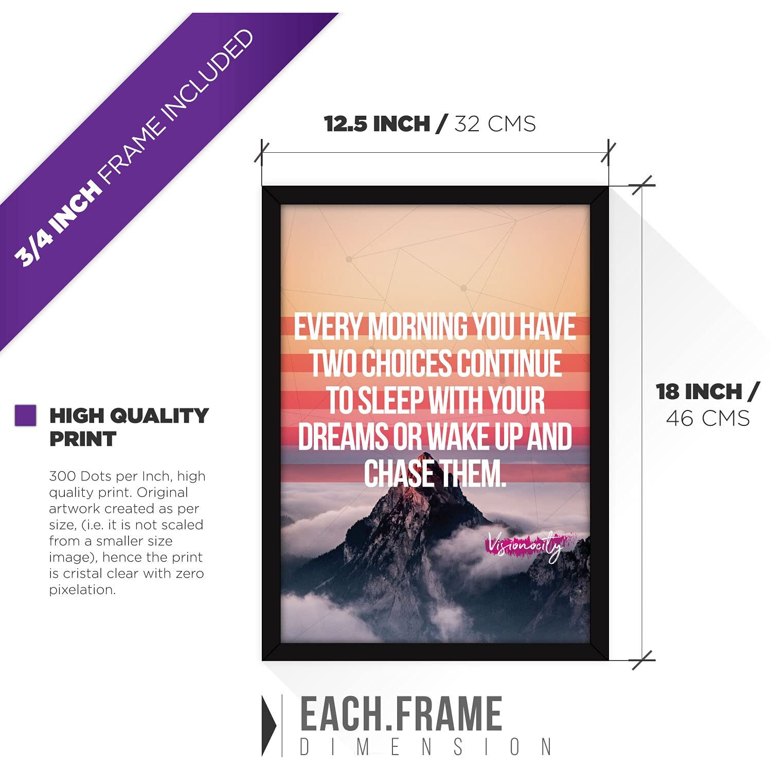 FATMUG Synthetic Framed Wall Paintings Inspiring Quotes For Office And Home - Set Of 4 With Glass - Dreams