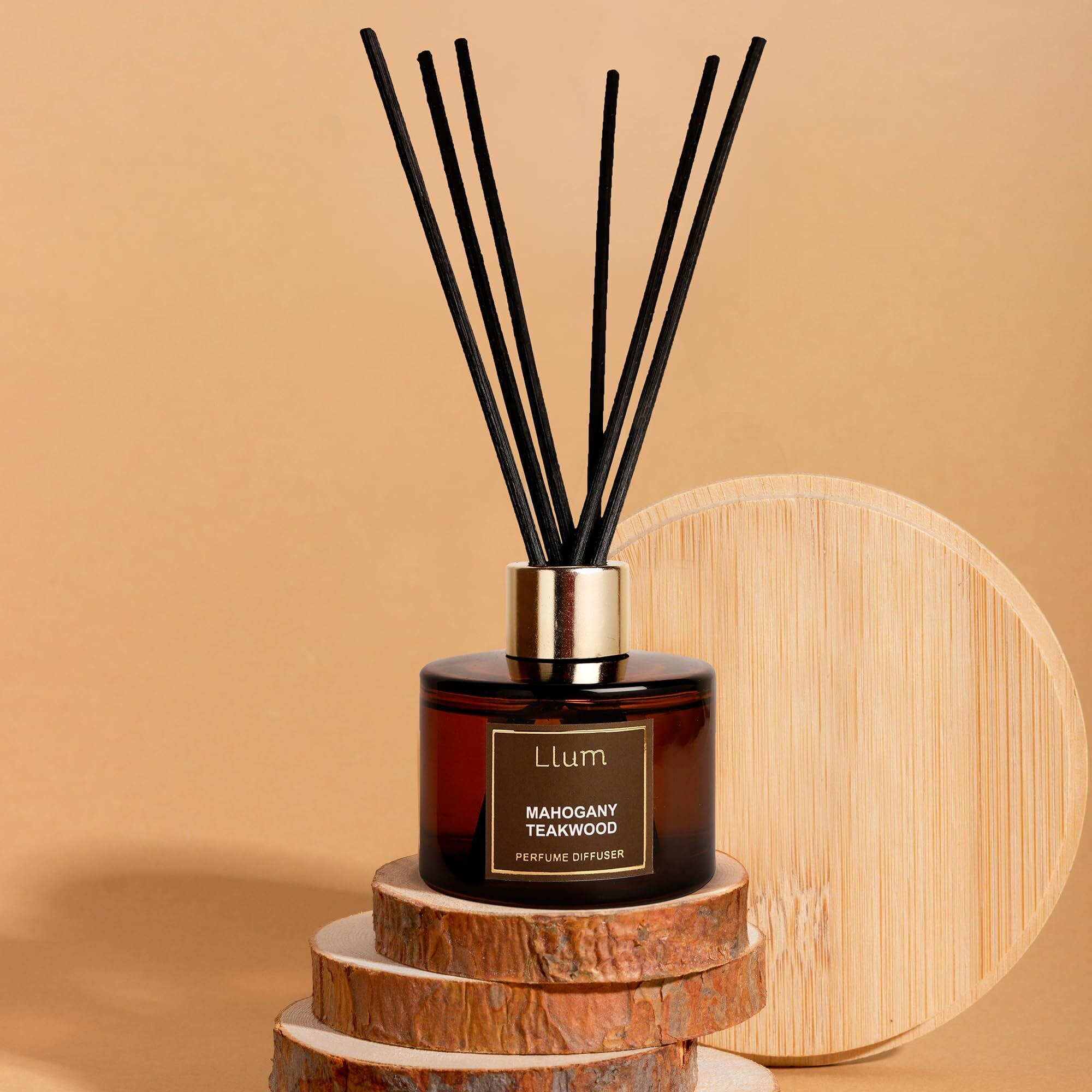 Llum Mahogany Teakwood Reed Diffuser Set | Premium Room Freshener for Living Room, Washroom, Bedroom, Office | Organic, Toxin Free Home Fragrance, Aromatherapy | Luxurious Scent | Elegant Gift | 100ml