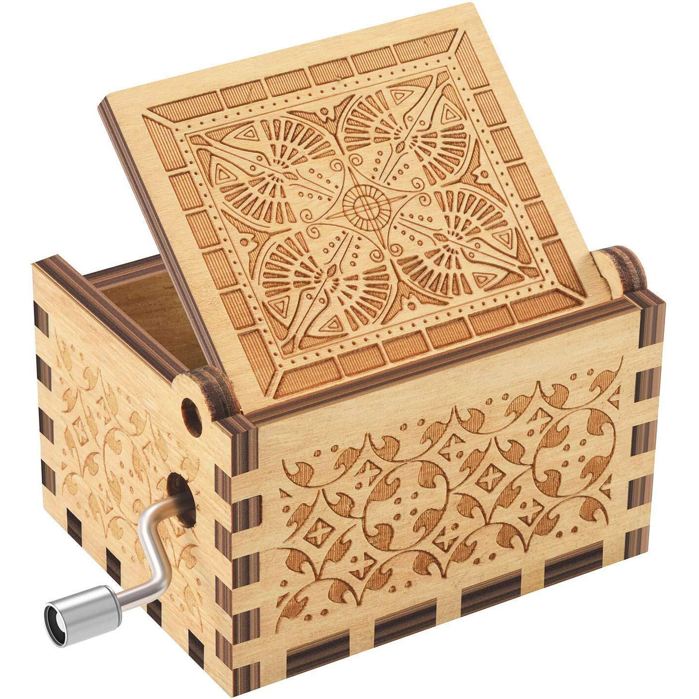 EITHEO Kid Wooden Antique Carved Hand Crank Twinkle-Twinkle Little Star Theme Music Box