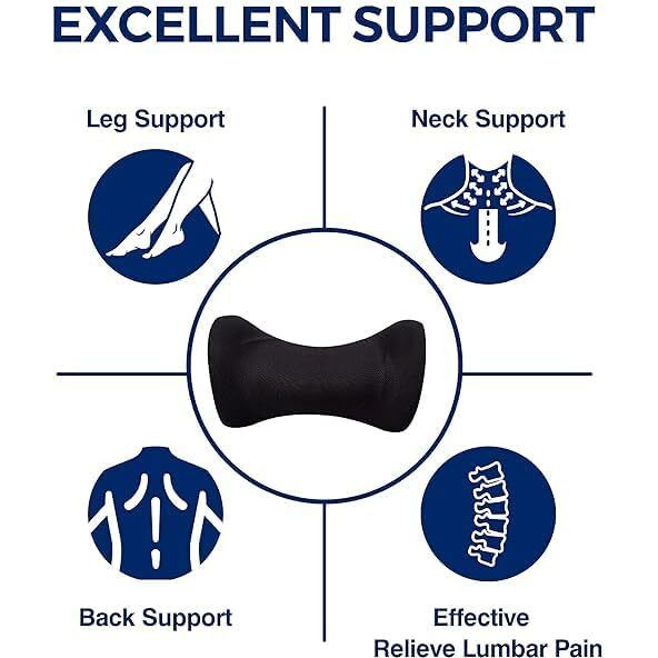 LIFEBERG Health Ultra-Soft Lumbar Support Pillow for Sleeping, Memory Foam Lumbar Sleeping Bed Pillow for Back Pain Relief, Waist Pillow,Back Stretch (Black)