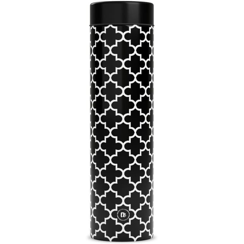 EB-Everything Beautiful Stainless Steel Water Bottle Pack of 4 Suitable For Home Fridge Office School Refrigerator Gym Bottles For Adult Kids Girls & Boys (750ml, Smooth Black Moroccan)