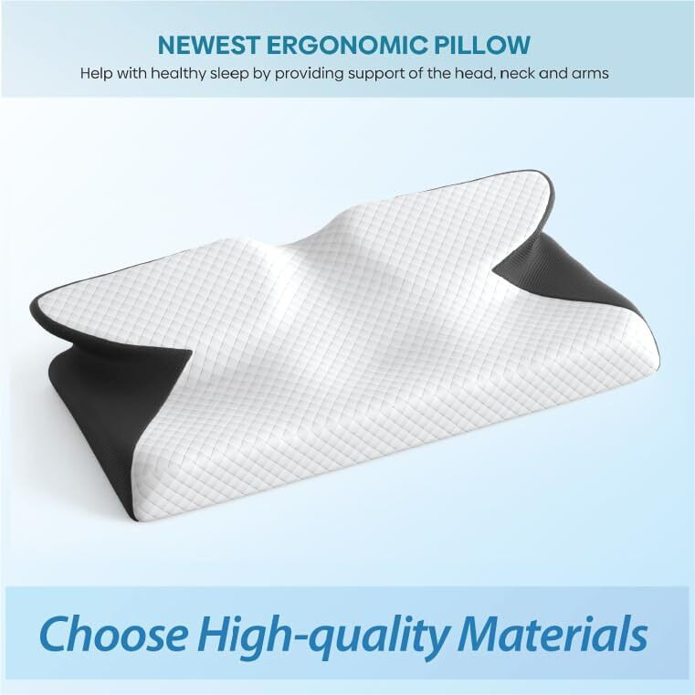 LIFEBERG Cervical Memory Foam Pillow, Contour Pillows for Neck and Shoulder Pain Relief,Ergonomic Orthopedic Sleeping Head Support Pillow for Side,Back and Stomach Sleepers (19X12X4INCH)