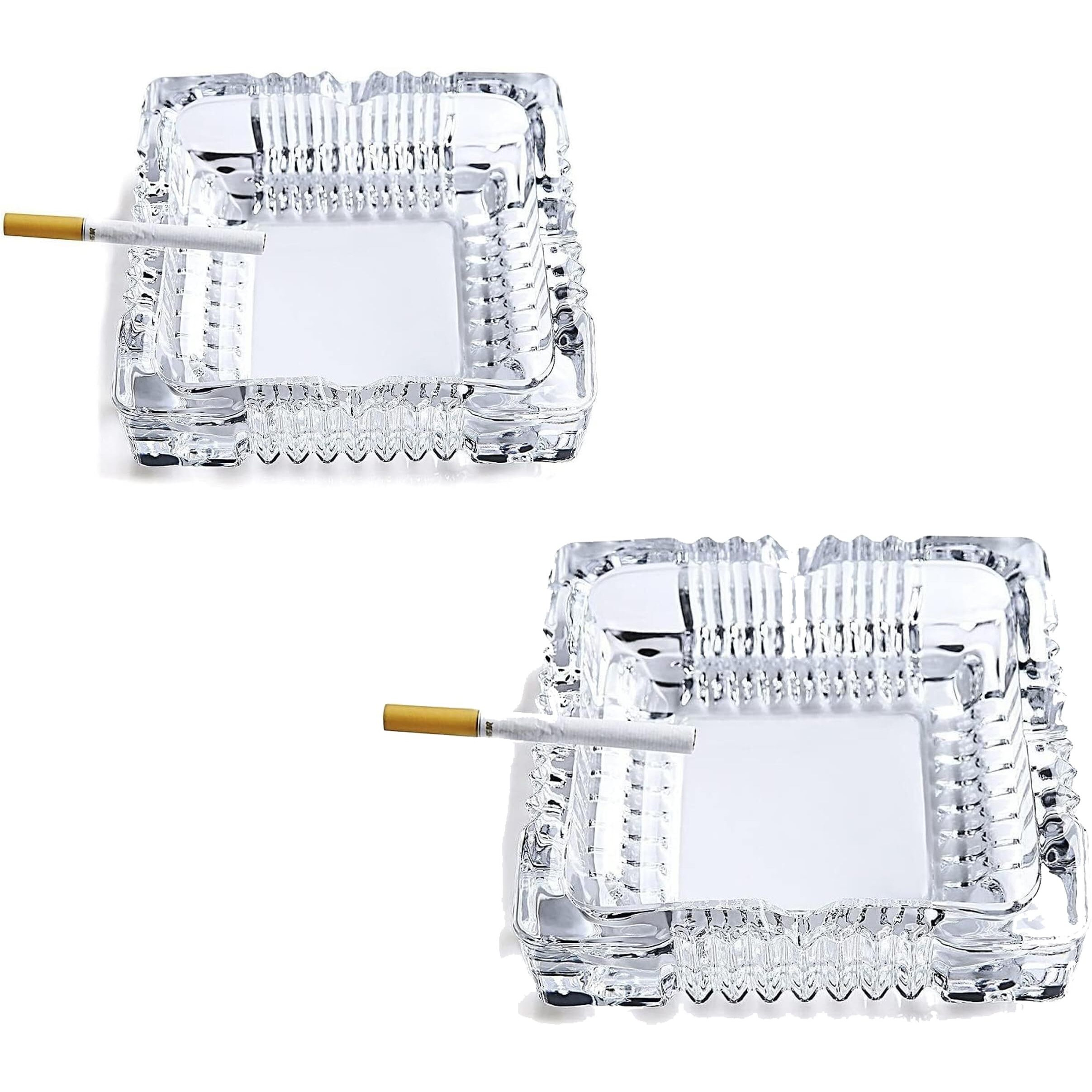 VOIDROP SET OF 2 Rectangle Heavy Glass Crystal Ashtray For Indoor, Ash Tray For Smoking For Home, Ashtray For Cigarette Stylish, Car Ashtray, New Glass Ashtray, HomeDcor Astray For Office HomeAshtray