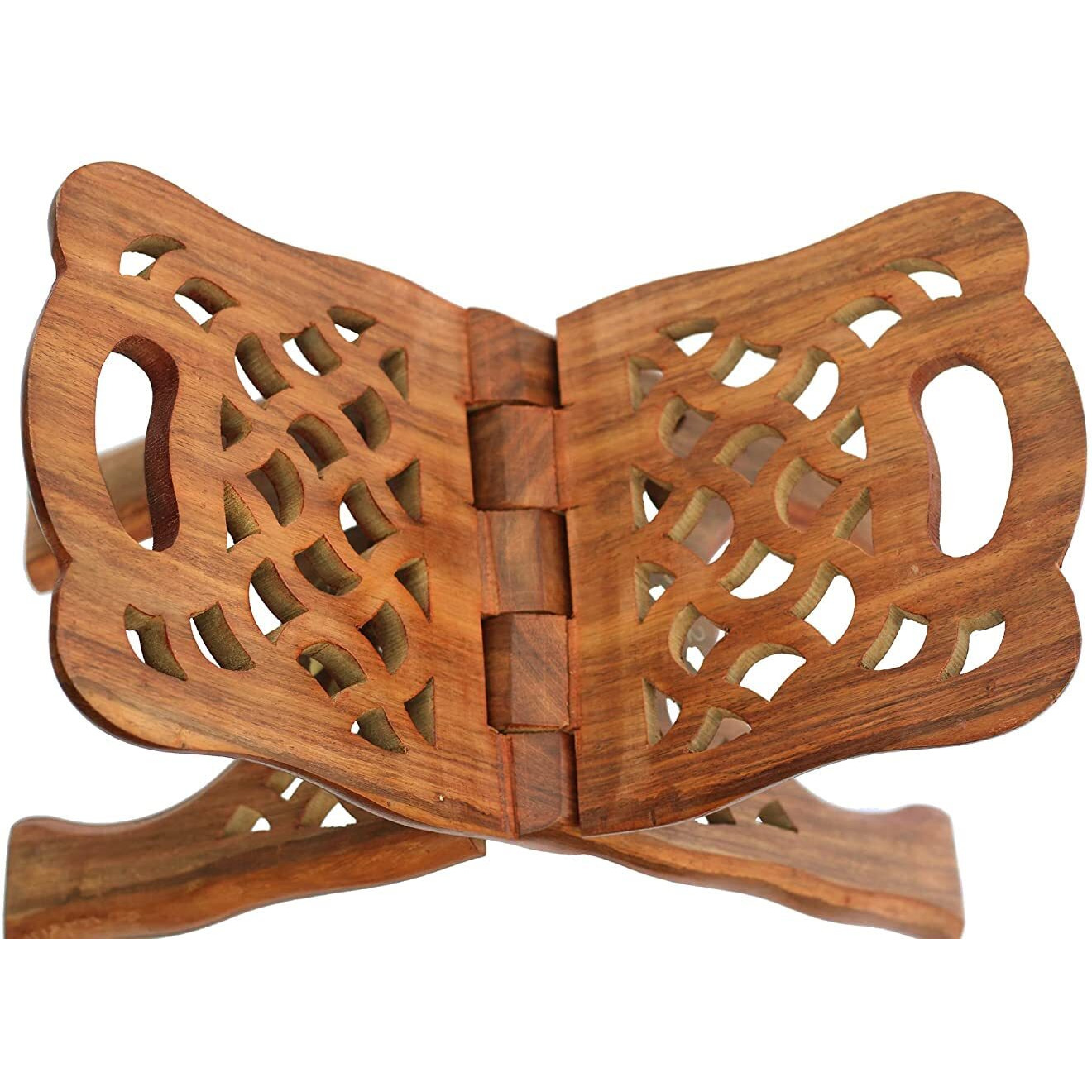 Woodiva Sheesham Wooden Hand Carved Holy Book Stand for Quran, Bible, Bhagwat, Gita, Ramayana & Guru Granth Sahib for Reading Rahel Stand (15X7.5X1)inches HL02
