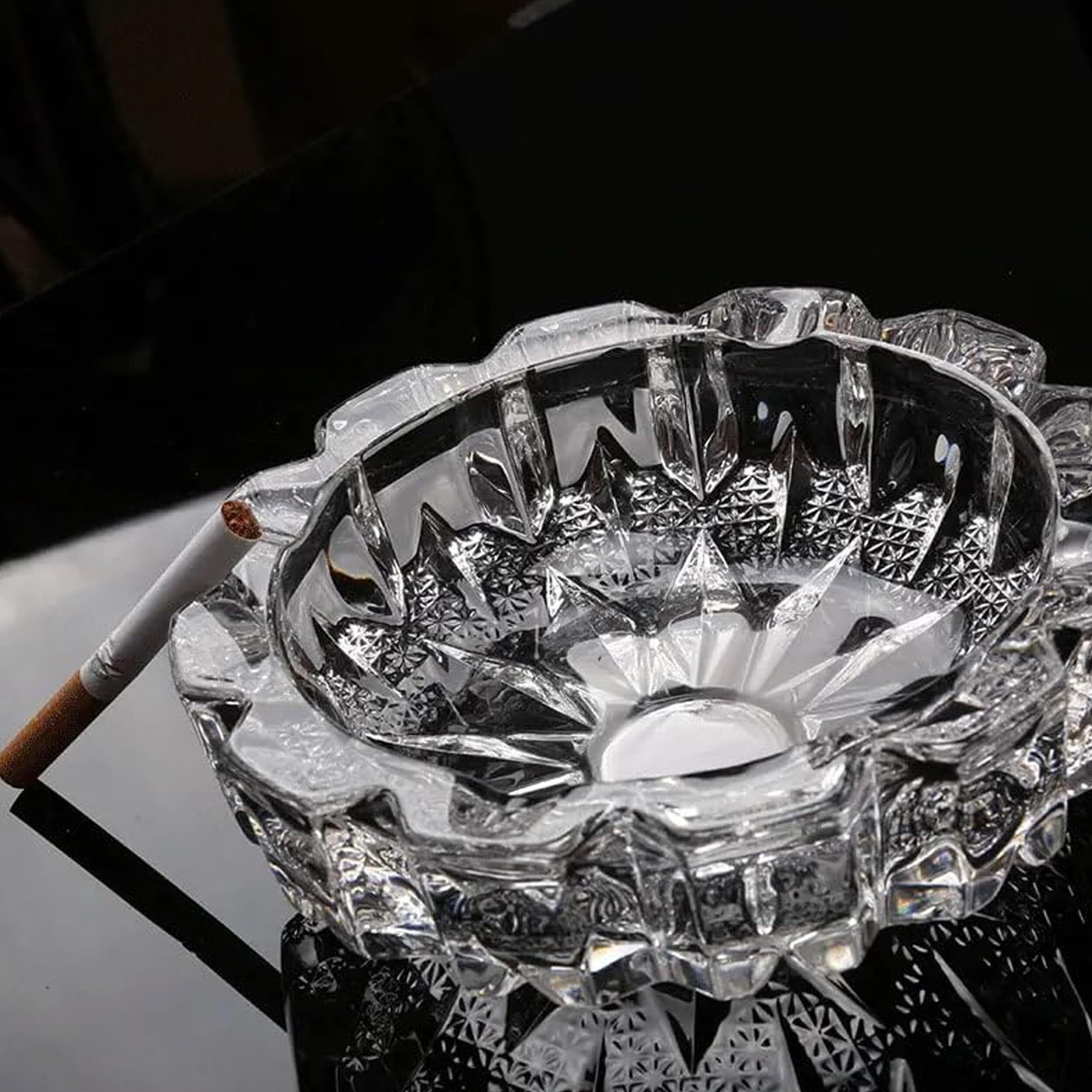 VOIDROP Heavy Glass Crystal Ashtray For Indoor, Ash Trays For Smoking For Home, Ashtray For Cigarette Stylish, Ashtray For Home, Car Ashtray, New Glass Ashtray, Home Dcor Astray For Office